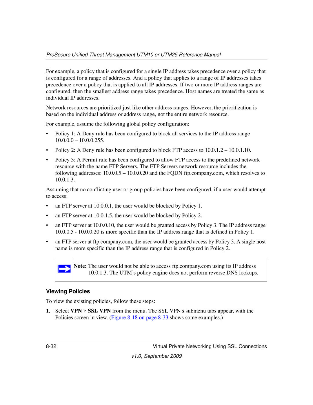 NETGEAR UTM25-100NAS, UTM10EW-100NAS, UTM25EW-100NAS manual Viewing Policies 