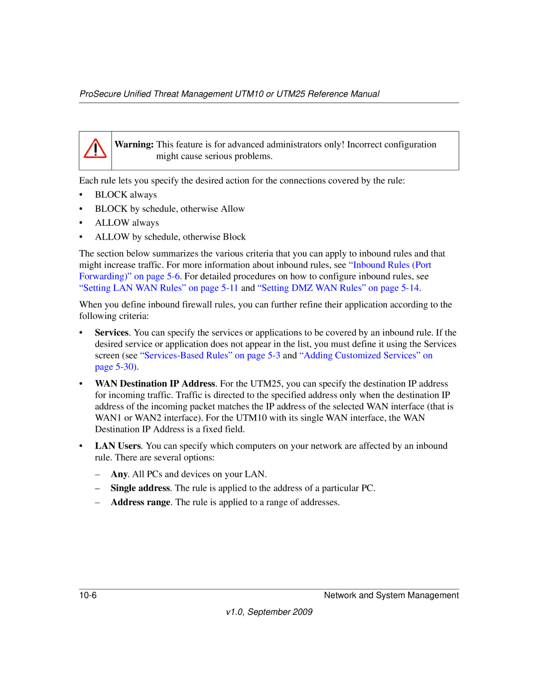 NETGEAR UTM25EW-100NAS, UTM25-100NAS, UTM10EW-100NAS manual Network and System Management 