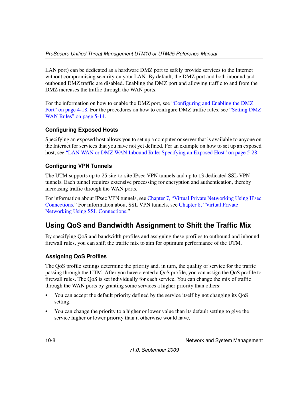 NETGEAR UTM10EW-100NAS manual Using QoS and Bandwidth Assignment to Shift the Traffic Mix, Configuring Exposed Hosts 