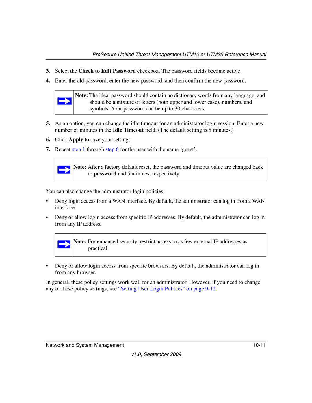 NETGEAR UTM10EW-100NAS, UTM25-100NAS, UTM25EW-100NAS manual Network and System Management 10-11 