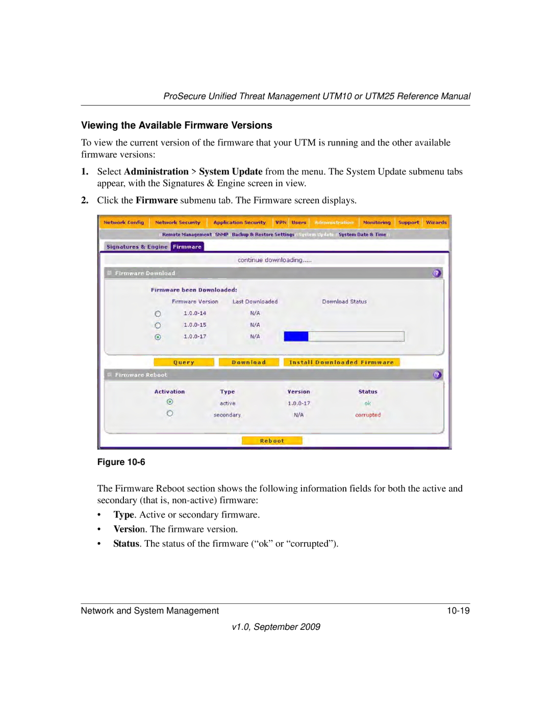 NETGEAR UTM25-100NAS, UTM10EW-100NAS, UTM25EW-100NAS manual Viewing the Available Firmware Versions 