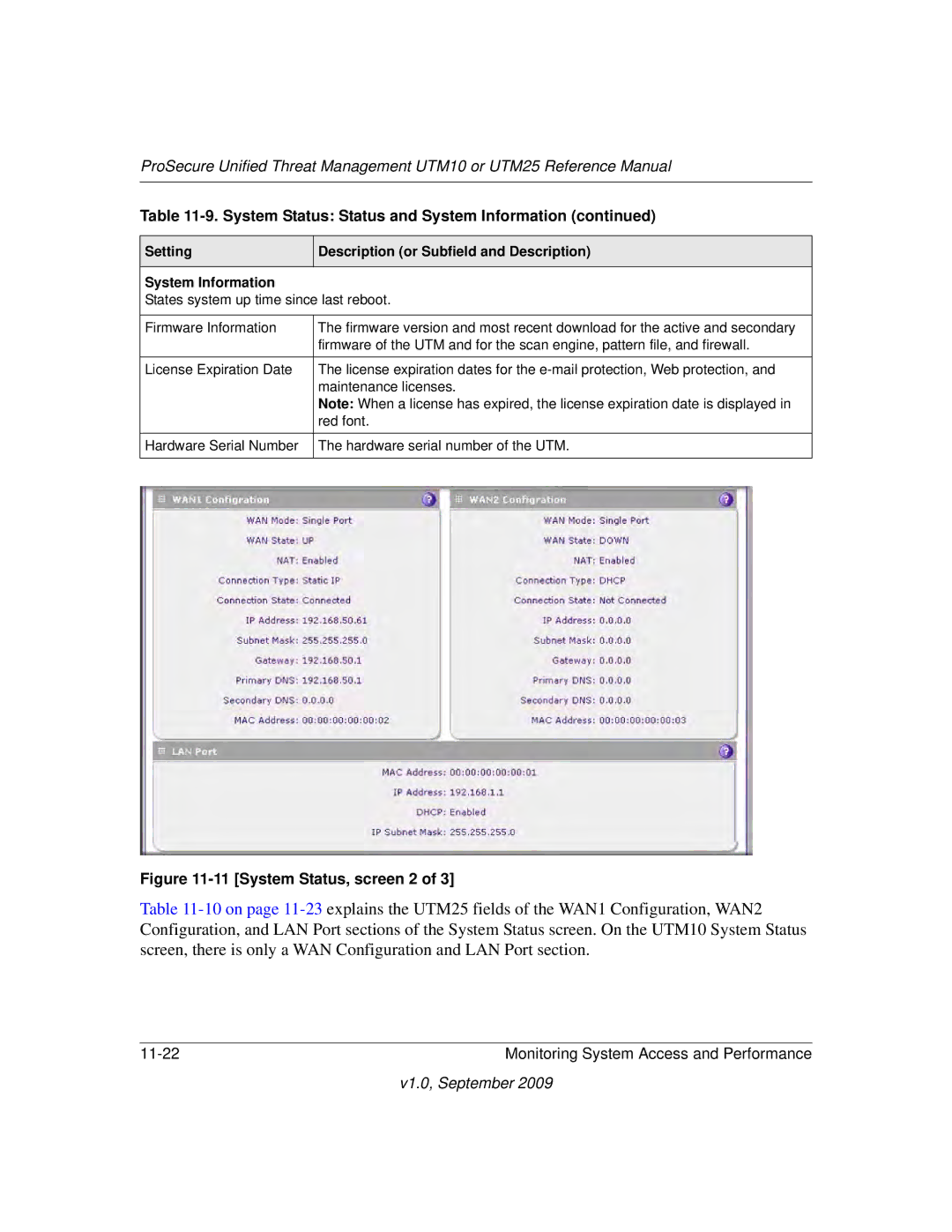 NETGEAR UTM25EW-100NAS, UTM25-100NAS, UTM10EW-100NAS manual System Status, screen 2 