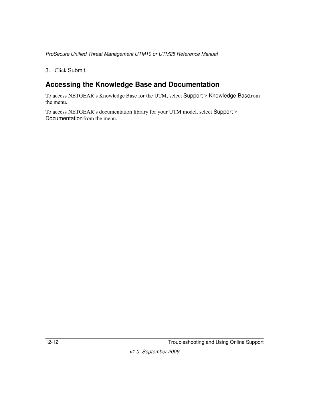 NETGEAR UTM10EW-100NAS, UTM25-100NAS, UTM25EW-100NAS manual Accessing the Knowledge Base and Documentation 