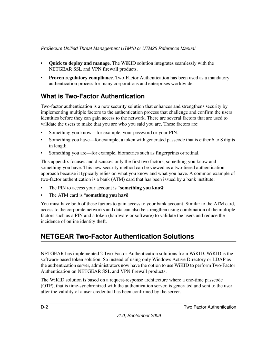 NETGEAR UTM10EW-100NAS, UTM25-100NAS manual Netgear Two-Factor Authentication Solutions, What is Two-Factor Authentication 