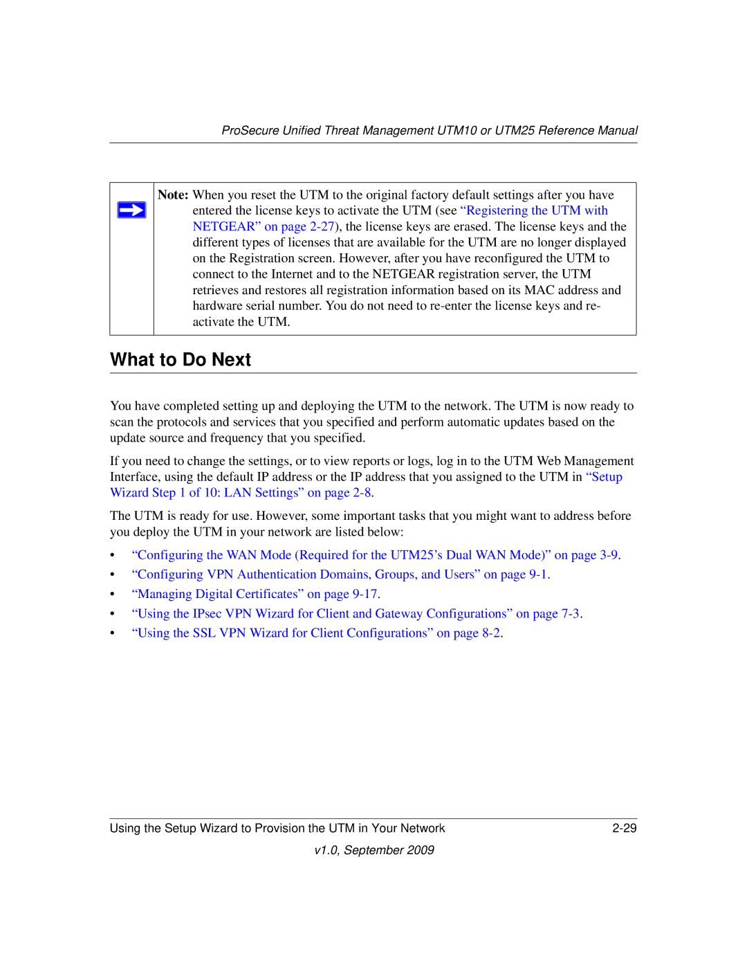 NETGEAR UTM10EW-100NAS, UTM25-100NAS, UTM25EW-100NAS manual What to Do Next 