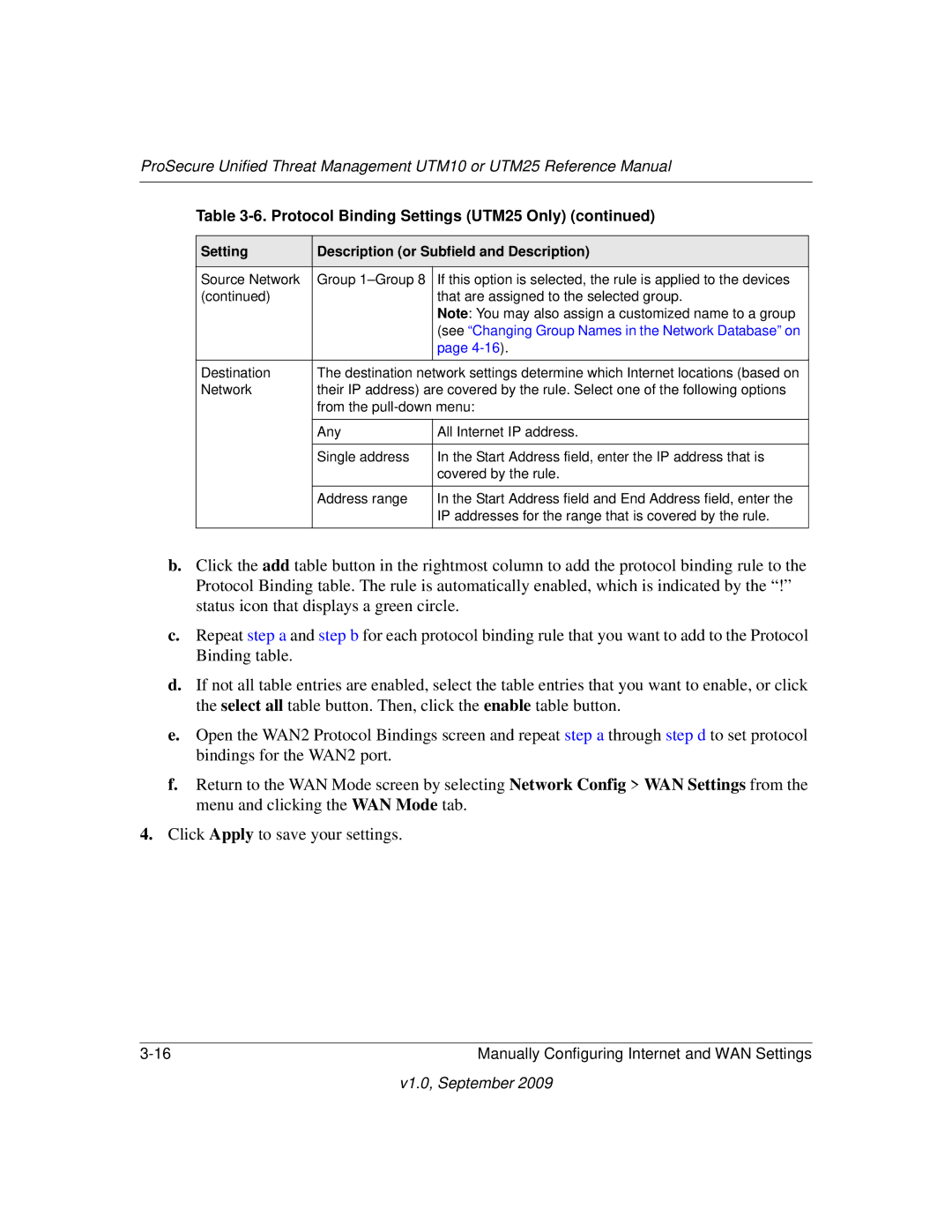 NETGEAR UTM25-100NAS, UTM10EW-100NAS, UTM25EW-100NAS manual Destination 