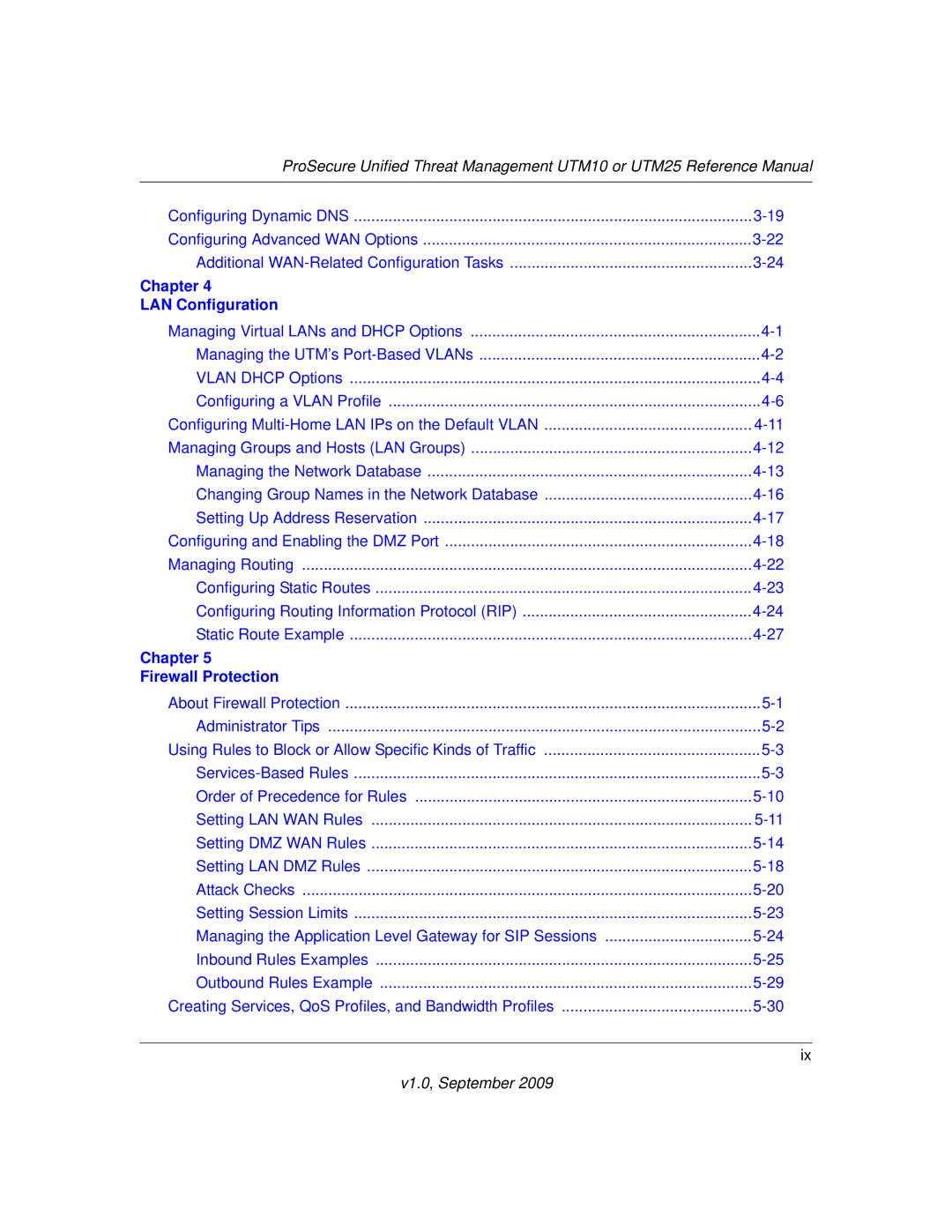 NETGEAR UTM25-100NAS, UTM10EW-100NAS, UTM25EW-100NAS manual Chapter LAN Configuration 