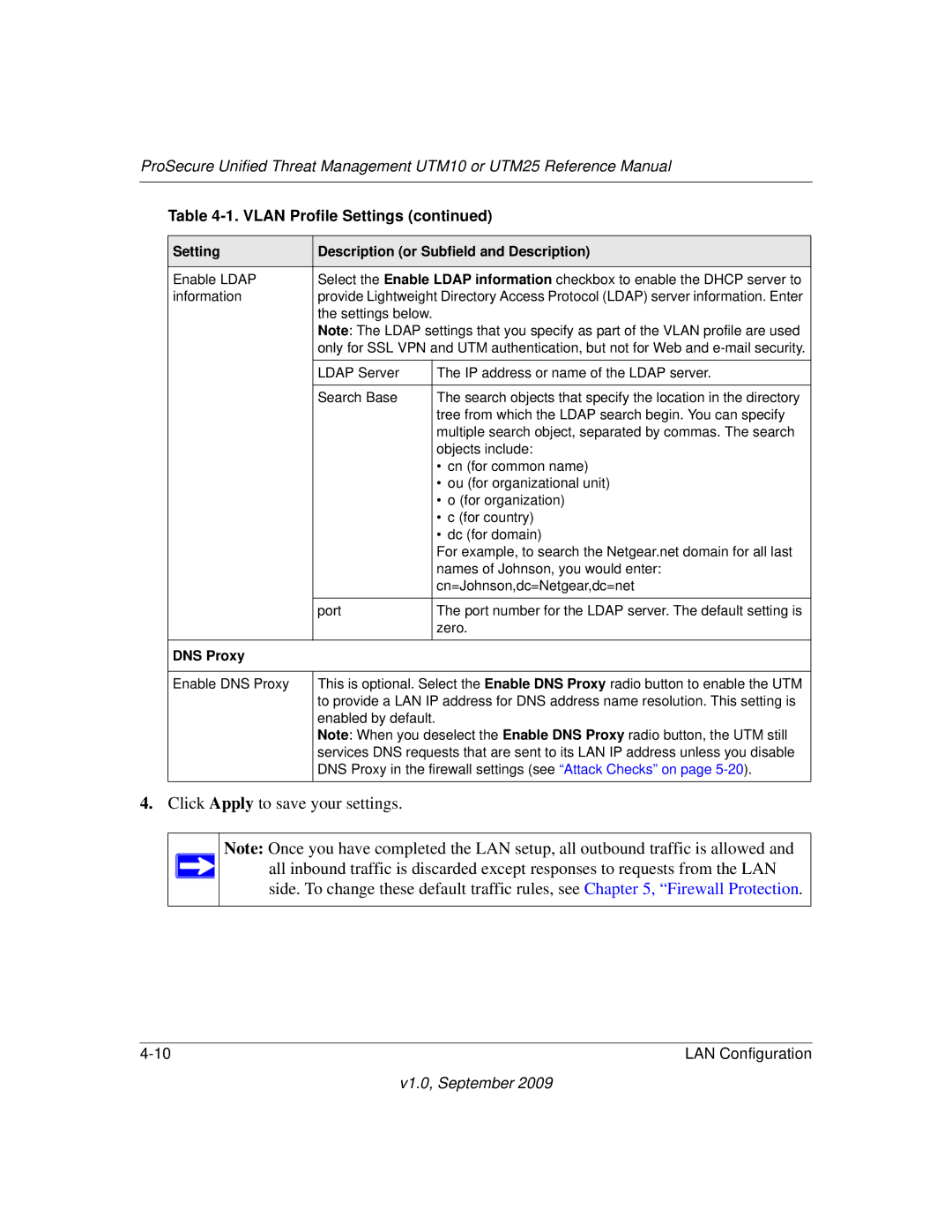 NETGEAR UTM25-100NAS, UTM10EW-100NAS, UTM25EW-100NAS manual Settings below 