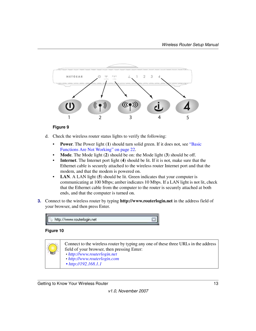 NETGEAR V1.0 manual Http//192.168.1.1 