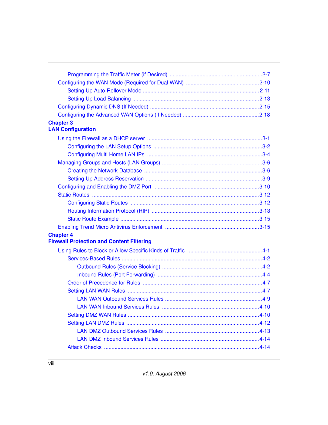 NETGEAR VPN Firewall 200 FVX538 manual Chapter LAN Configuration 