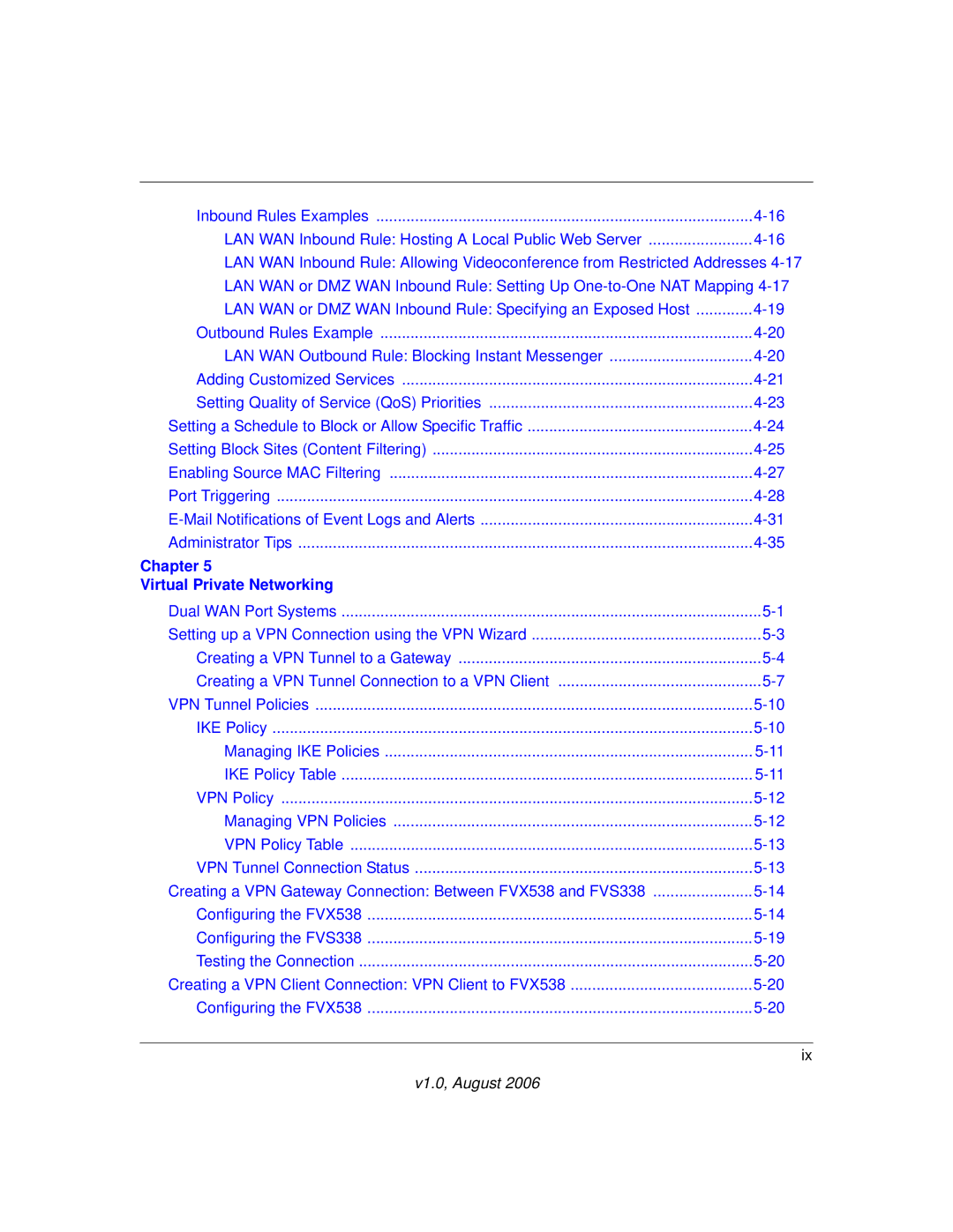 NETGEAR VPN Firewall 200 FVX538 manual Chapter Virtual Private Networking 