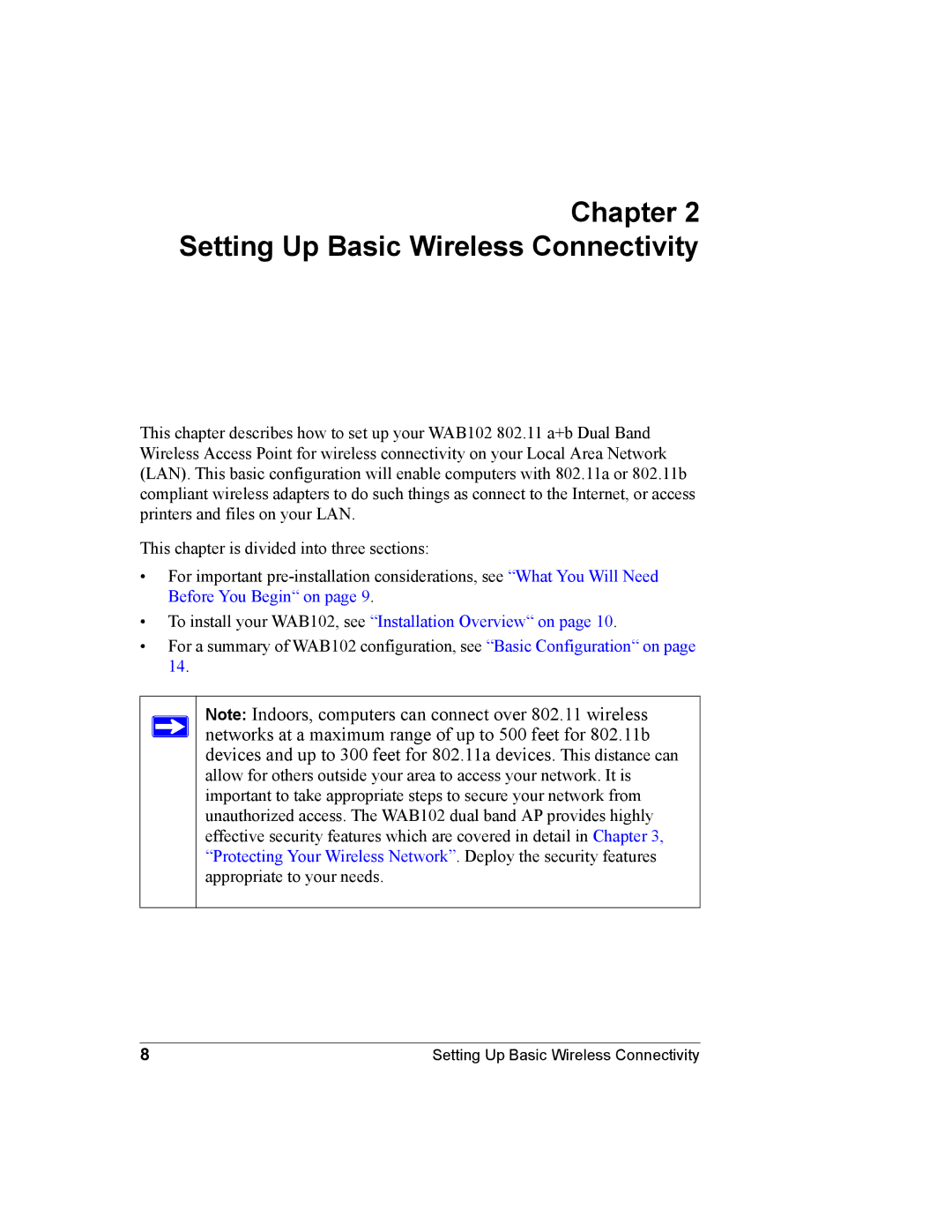 NETGEAR WAB102 manual Setting Up Basic Wireless Connectivity 