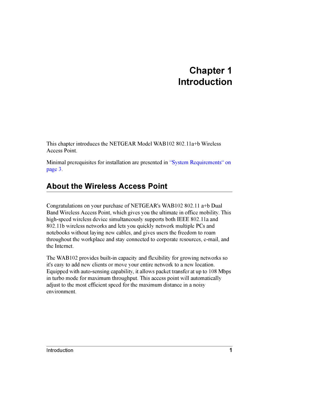 NETGEAR WAB102 manual Chapter Introduction, About the Wireless Access Point 