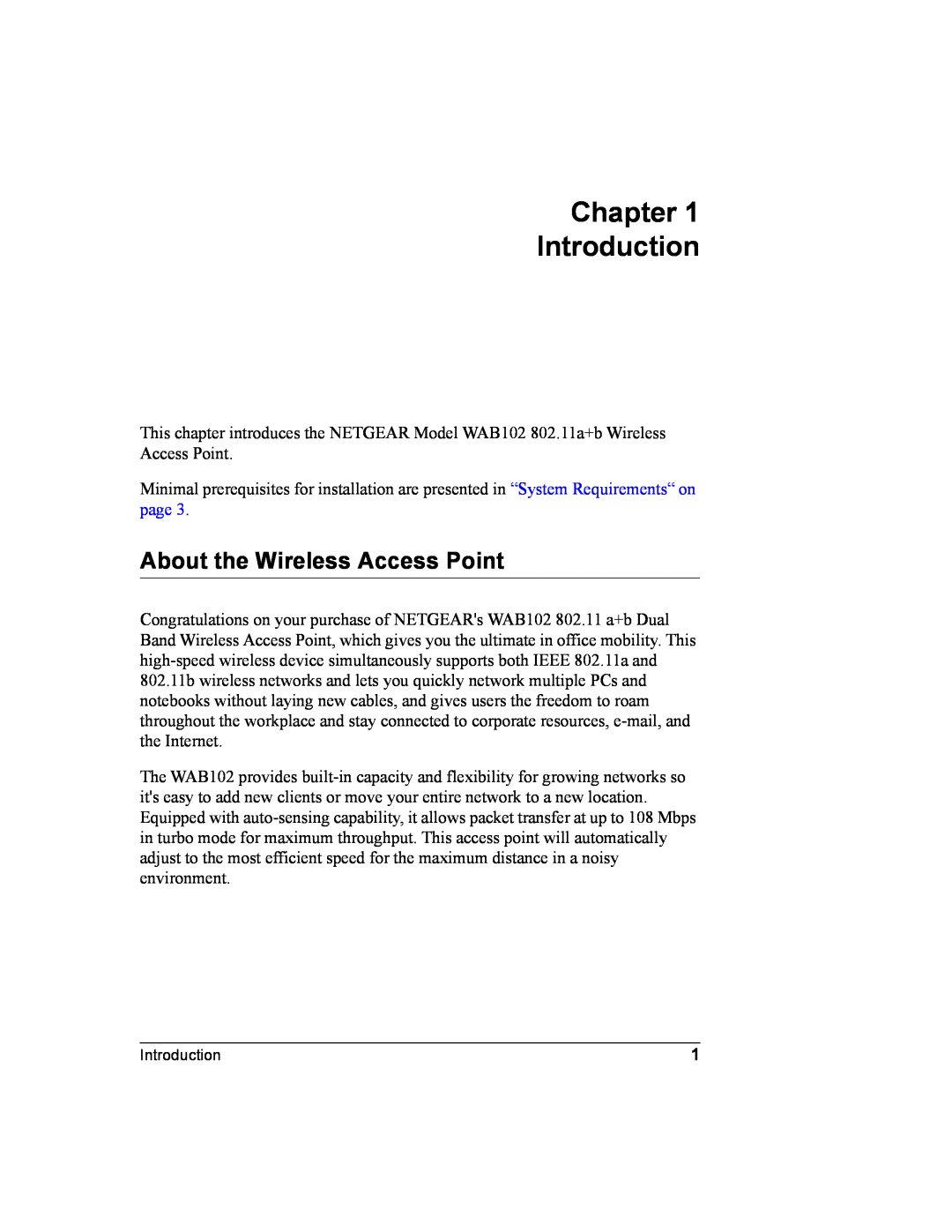 NETGEAR WAB102 manual Chapter Introduction, About the Wireless Access Point 