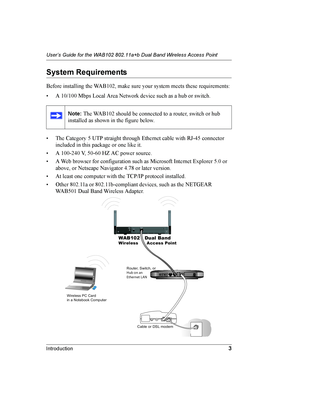 NETGEAR WAB102 manual System Requirements 