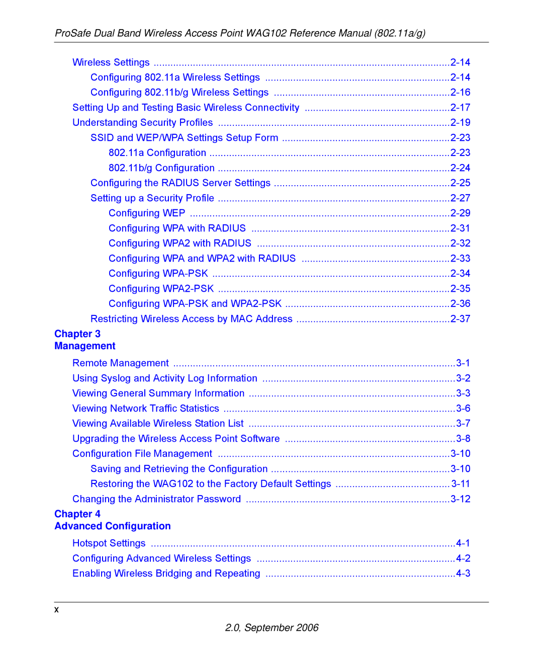 NETGEAR WAG102NA manual Chapter Management 