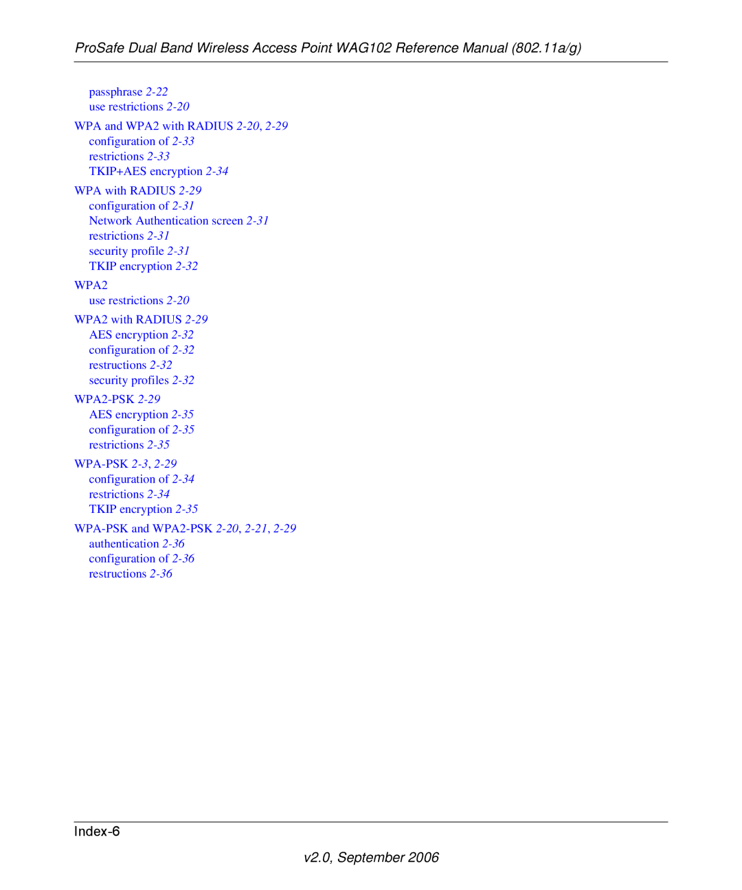 NETGEAR WAG102NA manual Index-6 