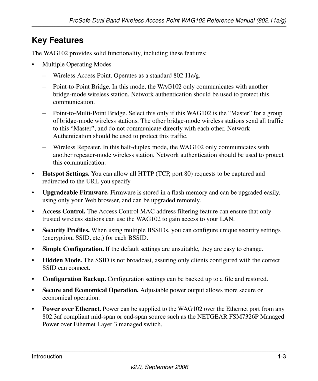 NETGEAR WAG102NA manual Key Features 