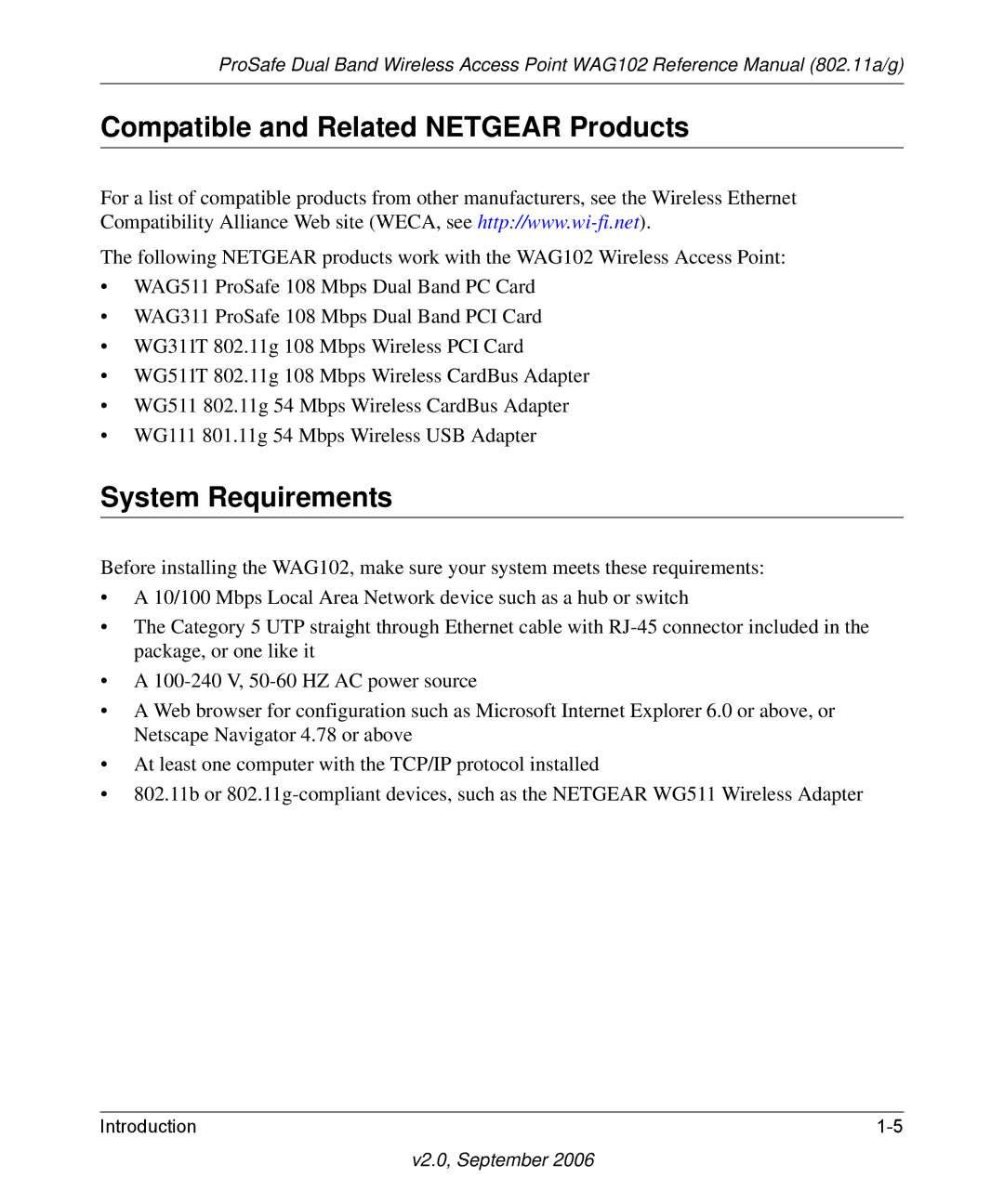 NETGEAR WAG102NA manual Compatible and Related Netgear Products, System Requirements 