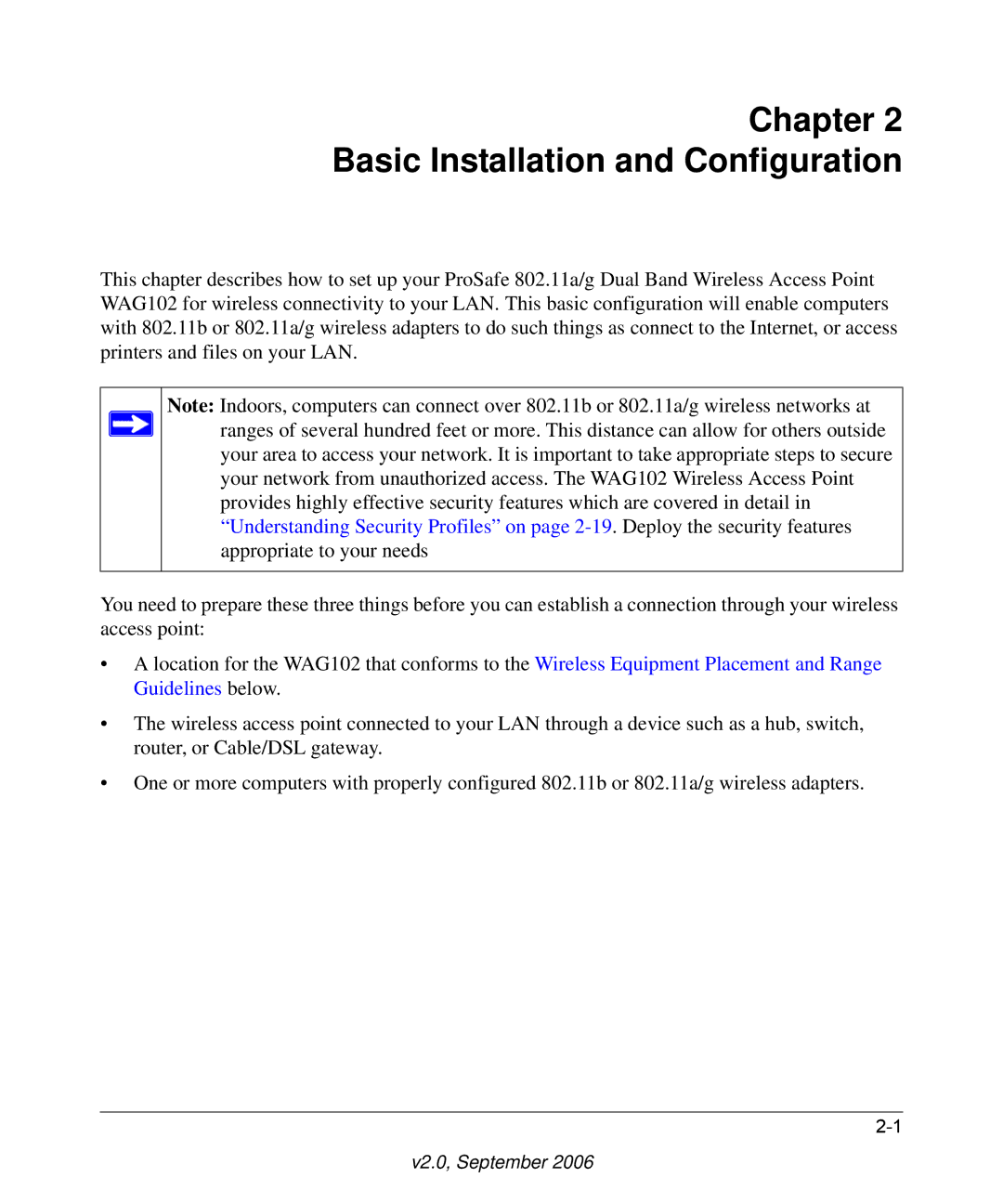 NETGEAR WAG102NA manual Chapter Basic Installation and Configuration 