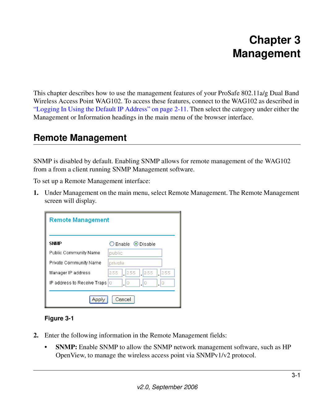 NETGEAR WAG102NA manual Chapter Management, Remote Management 