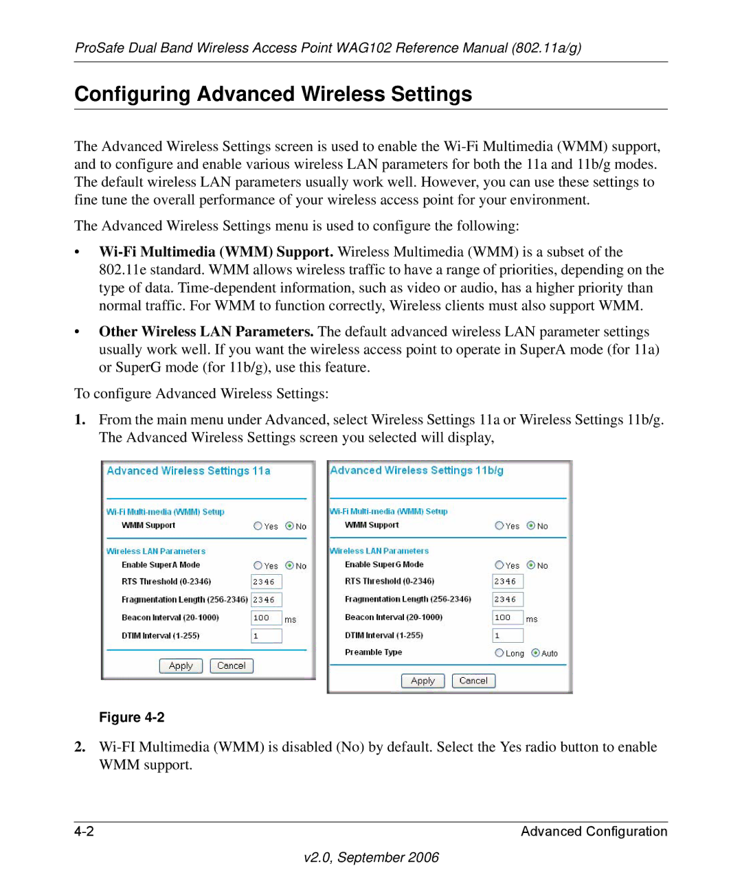 NETGEAR WAG102NA manual Configuring Advanced Wireless Settings 