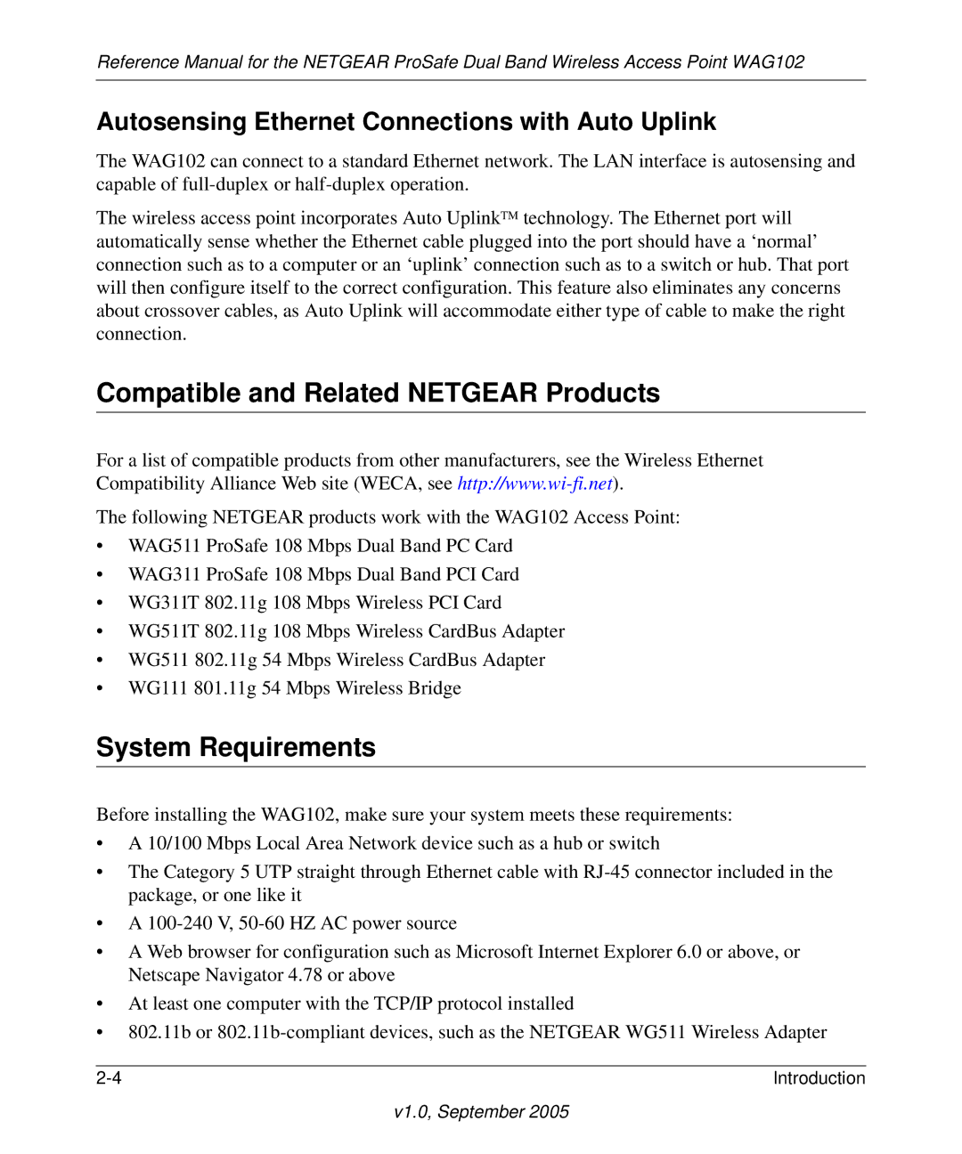 NETGEAR WAG102 manual Compatible and Related Netgear Products, System Requirements 