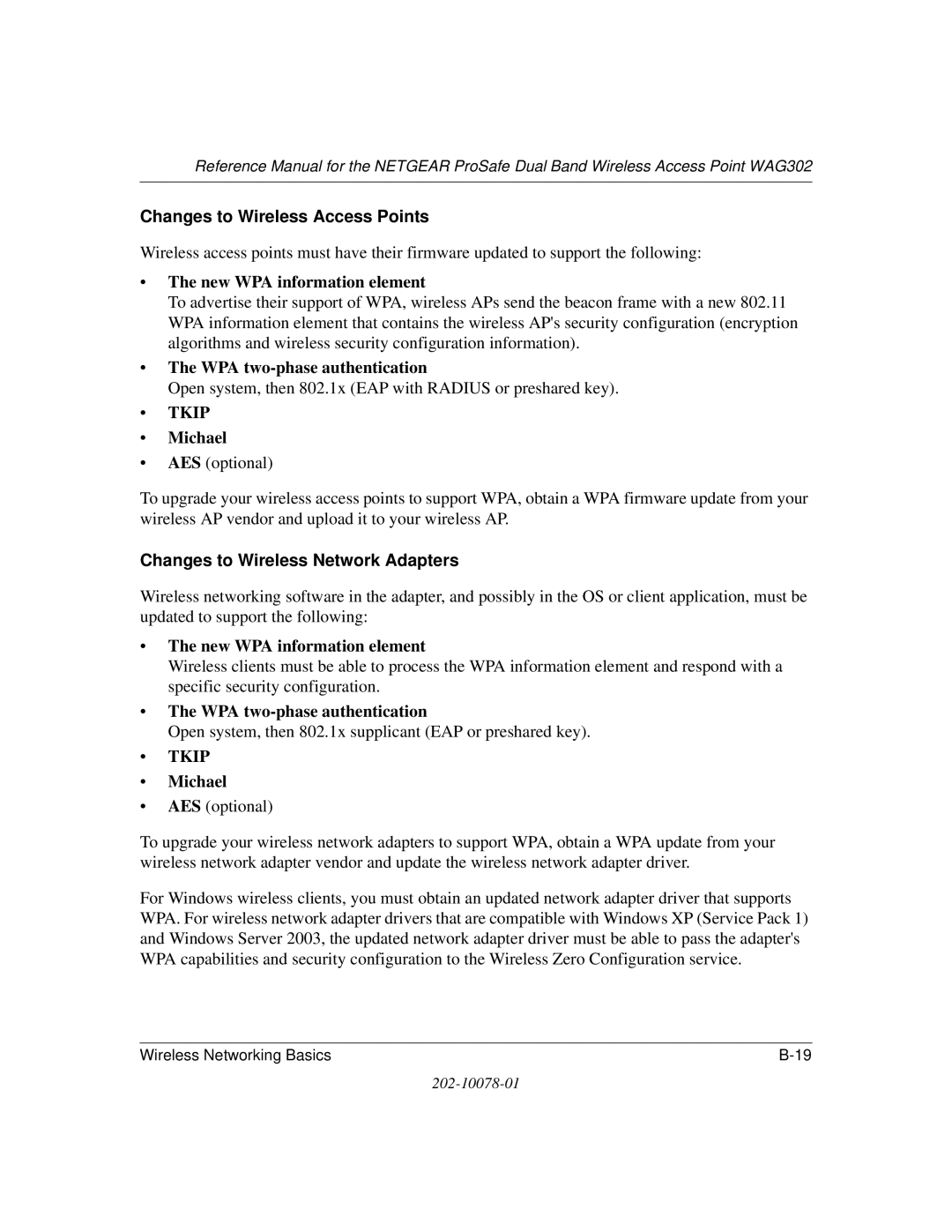 NETGEAR WAG302 manual Changes to Wireless Access Points 