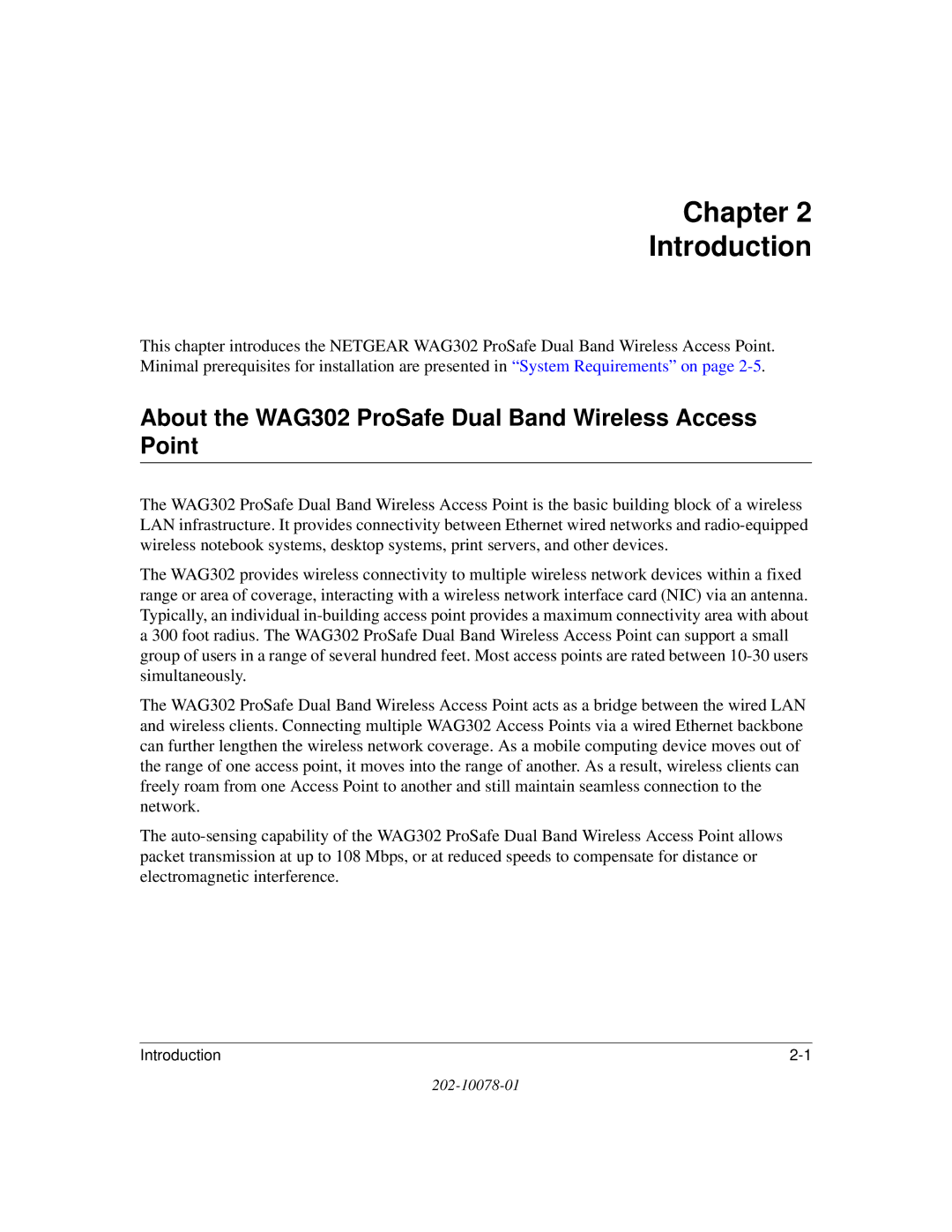 NETGEAR manual Chapter Introduction, About the WAG302 ProSafe Dual Band Wireless Access Point 