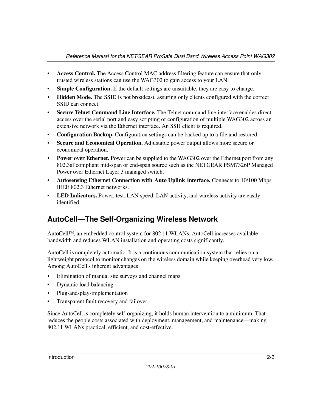 NETGEAR WAG302 manual AutoCell-The Self-Organizing Wireless Network 