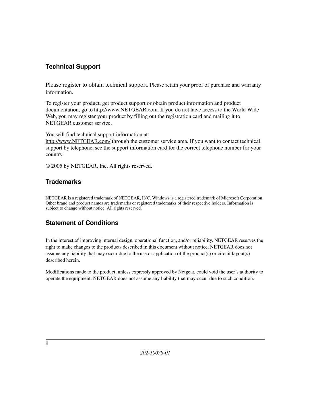 NETGEAR WAG302 manual Technical Support 