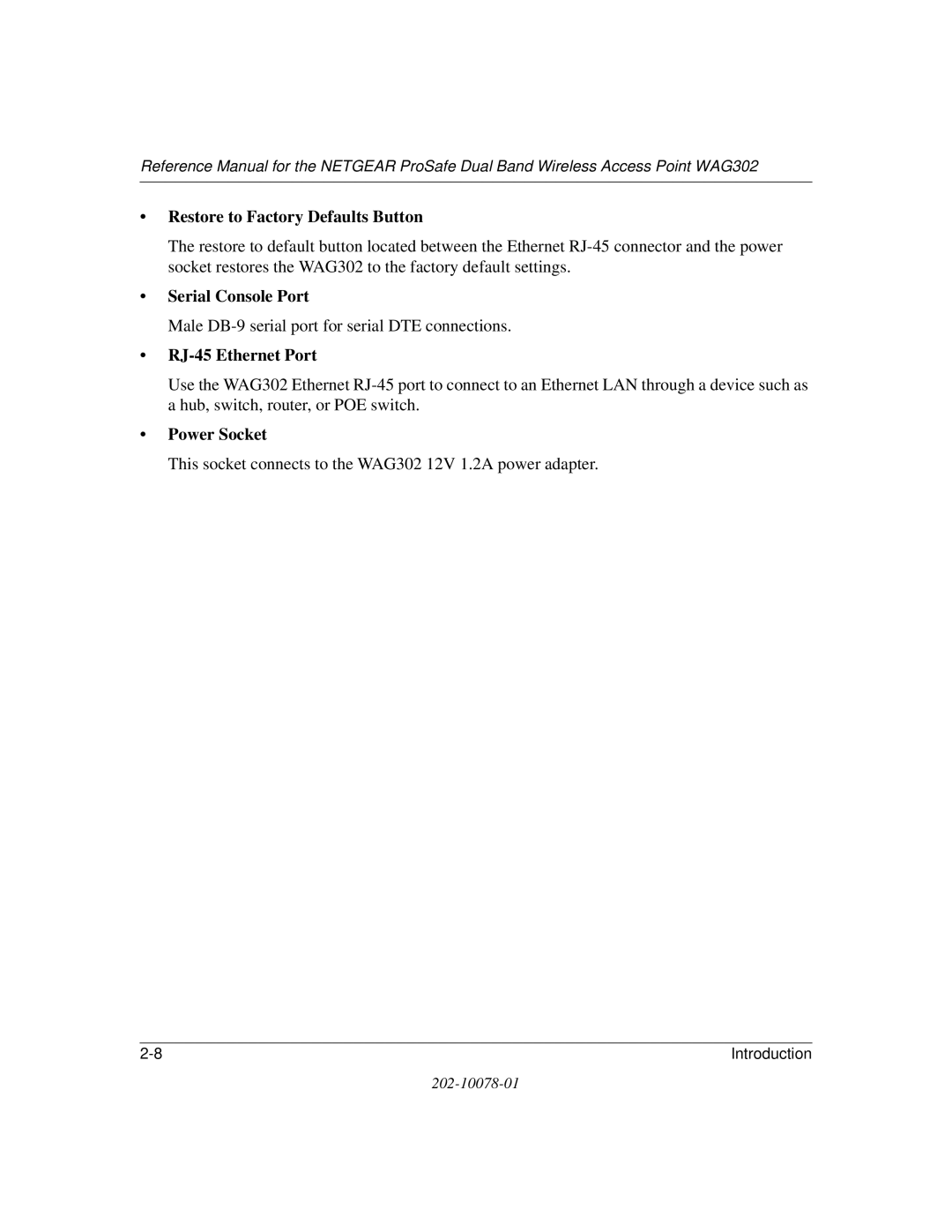 NETGEAR WAG302 manual Serial Console Port 