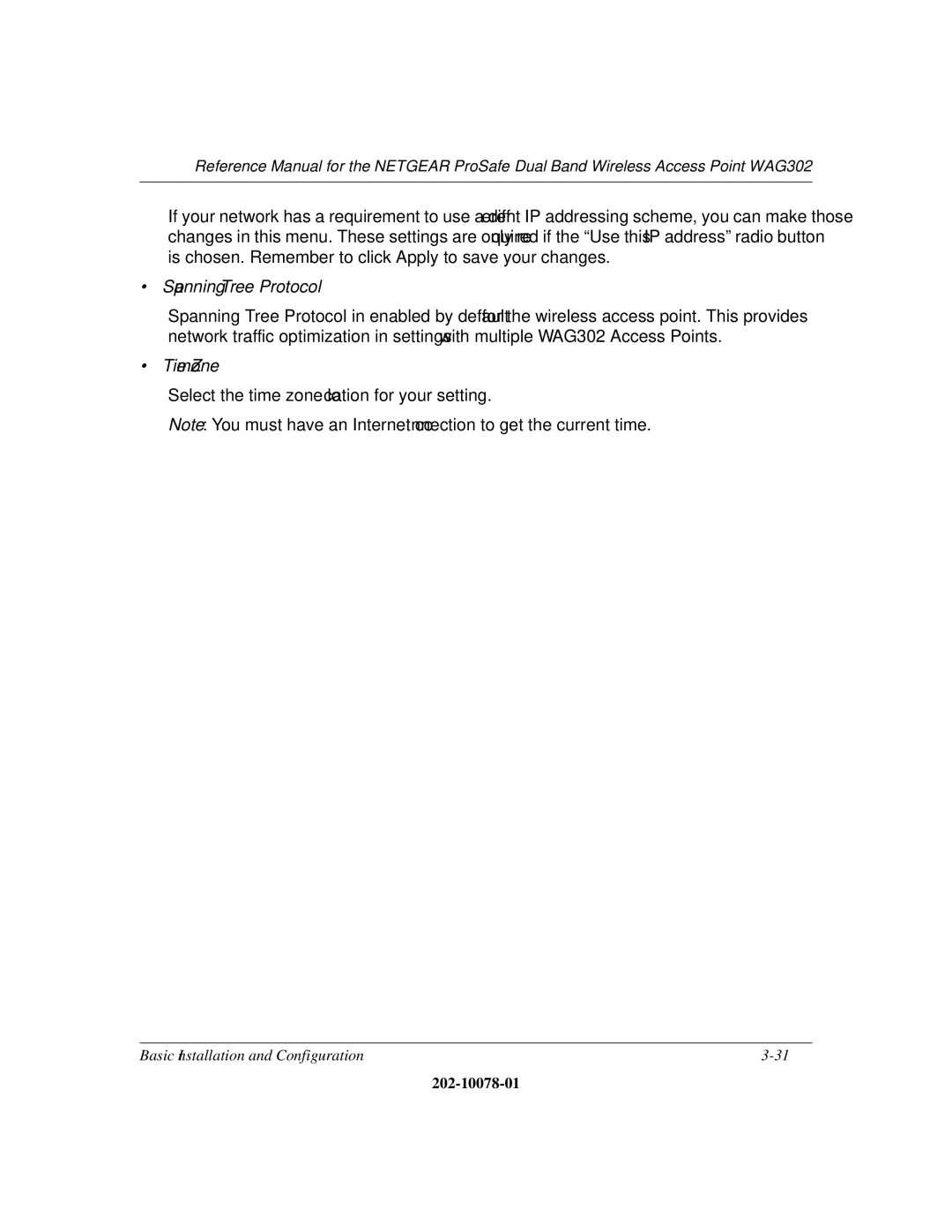 NETGEAR WAG302 manual Spanning Tree Protocol 