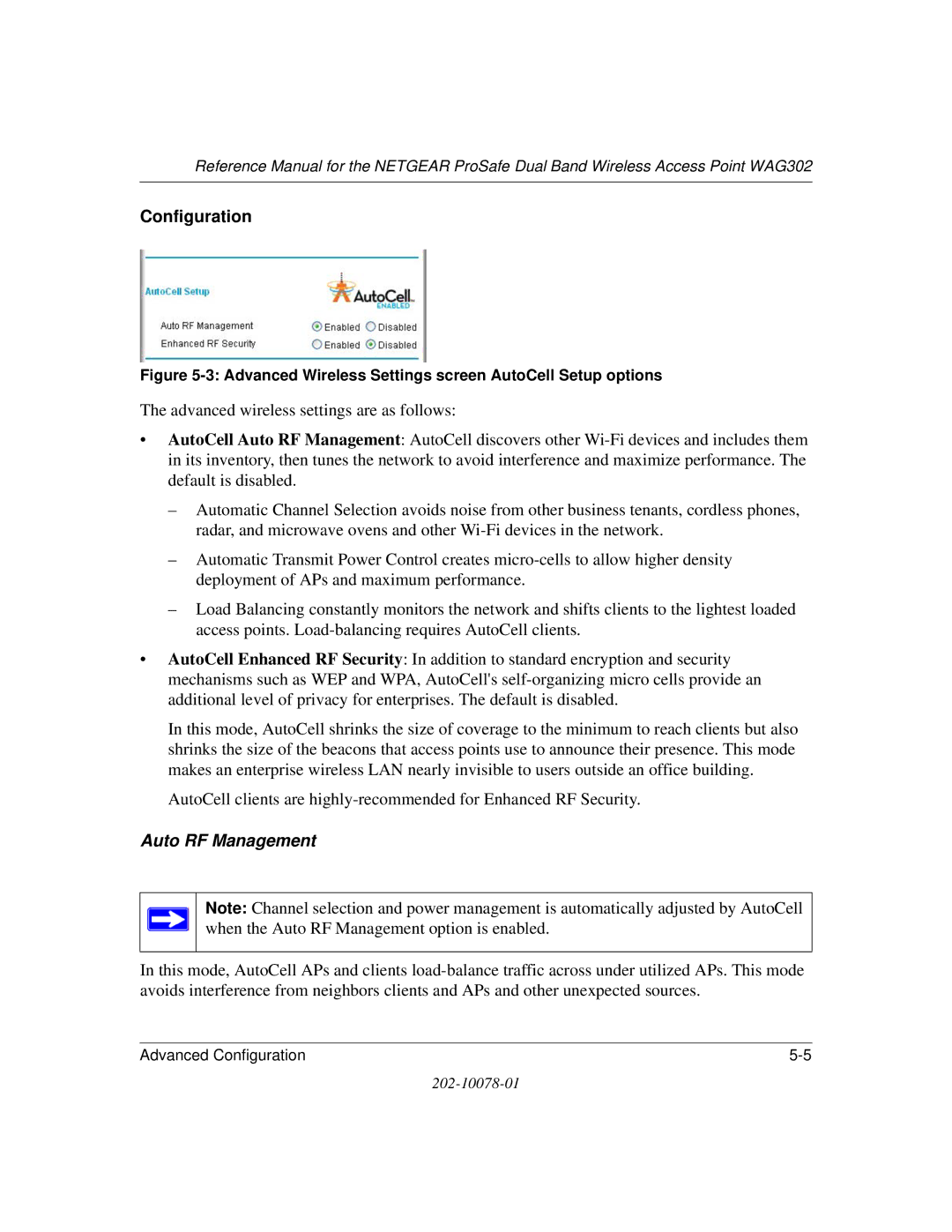 NETGEAR WAG302 manual Auto RF Management 