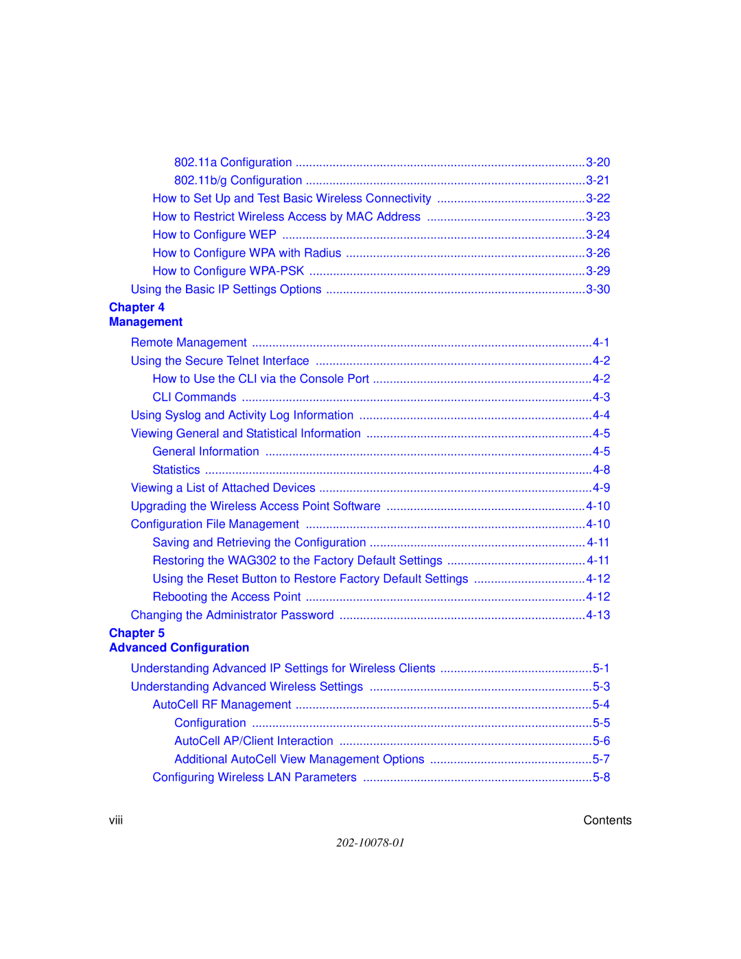 NETGEAR WAG302 manual Chapter Management 