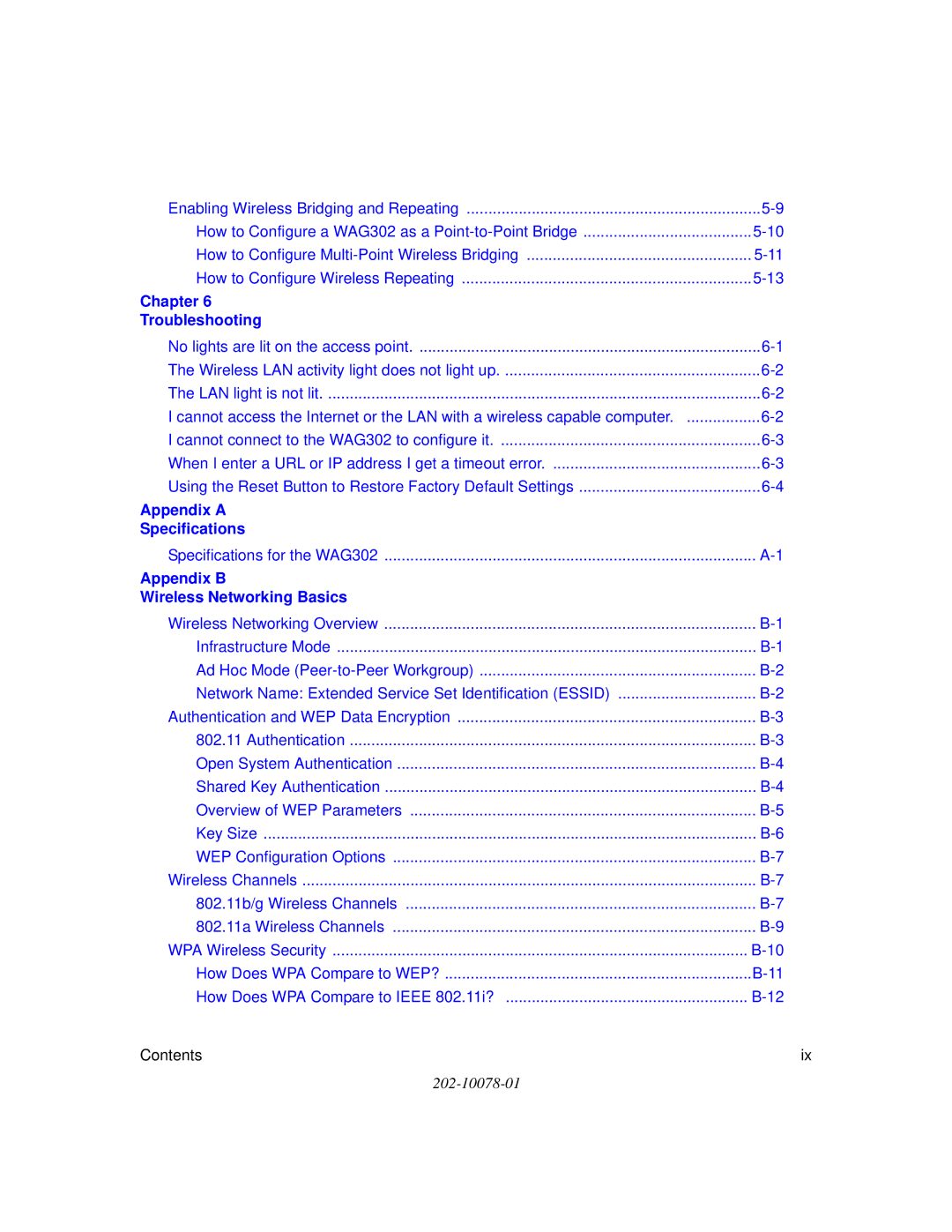 NETGEAR WAG302 manual Appendix a Specifications 