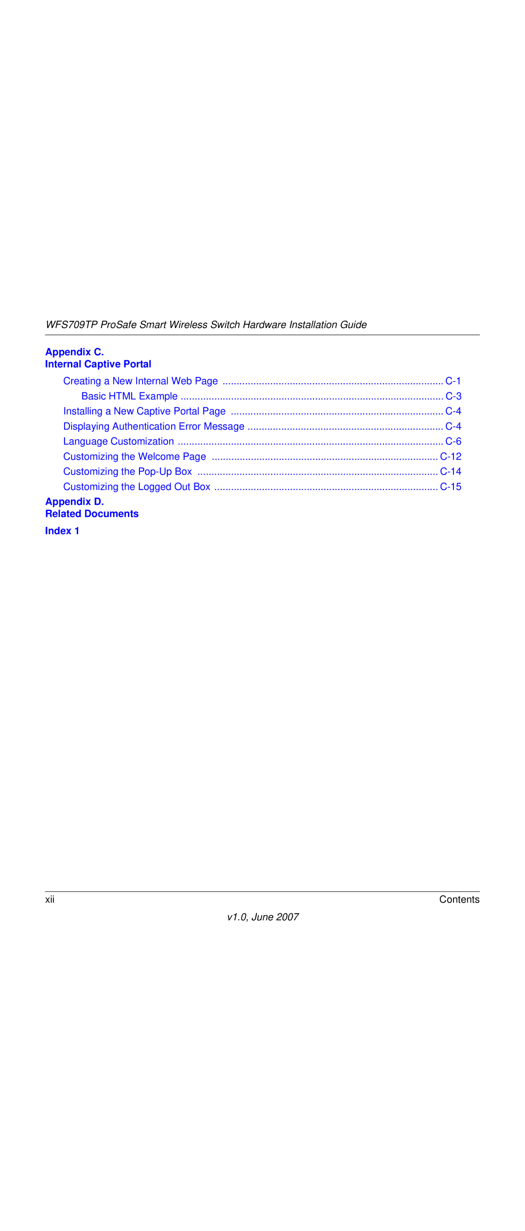 NETGEAR WFS709TP-100NAS manual Appendix D Related Documents Index 