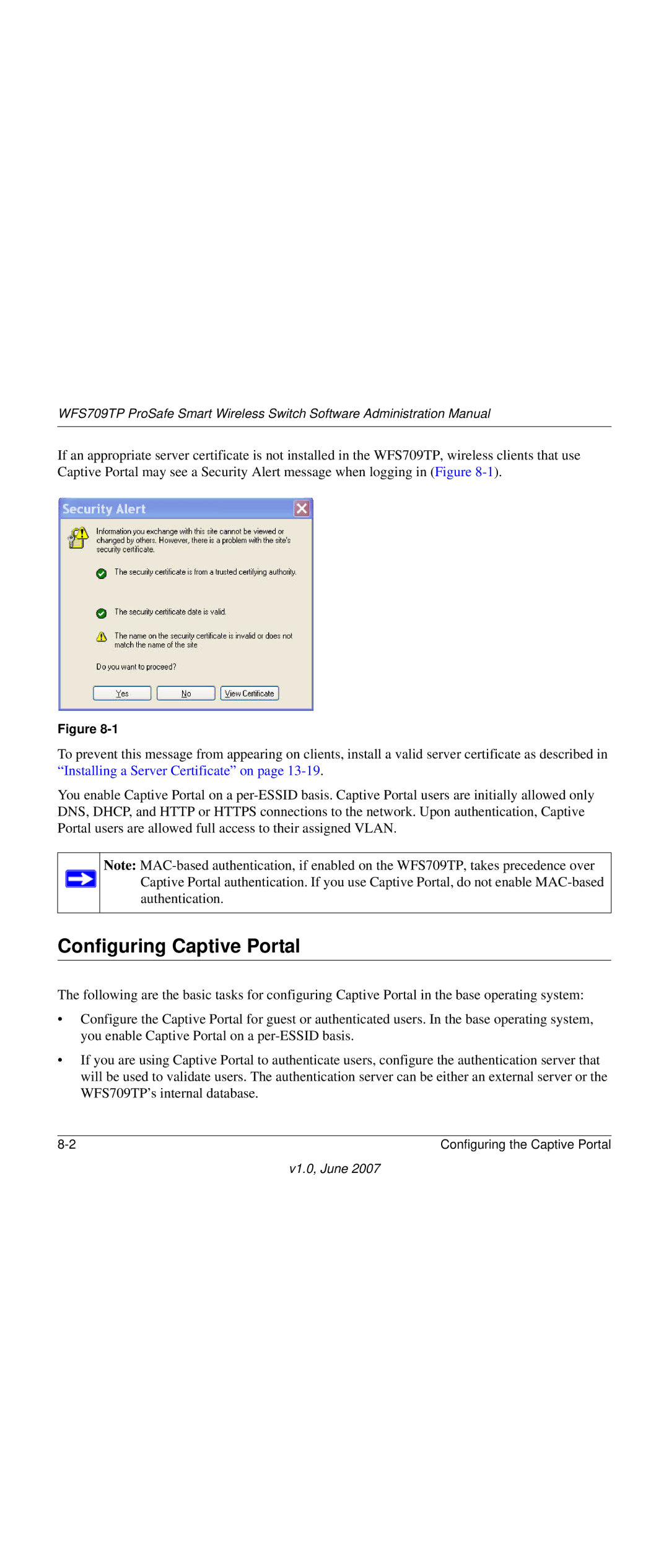 NETGEAR WFS709TP-100NAS manual Configuring Captive Portal 