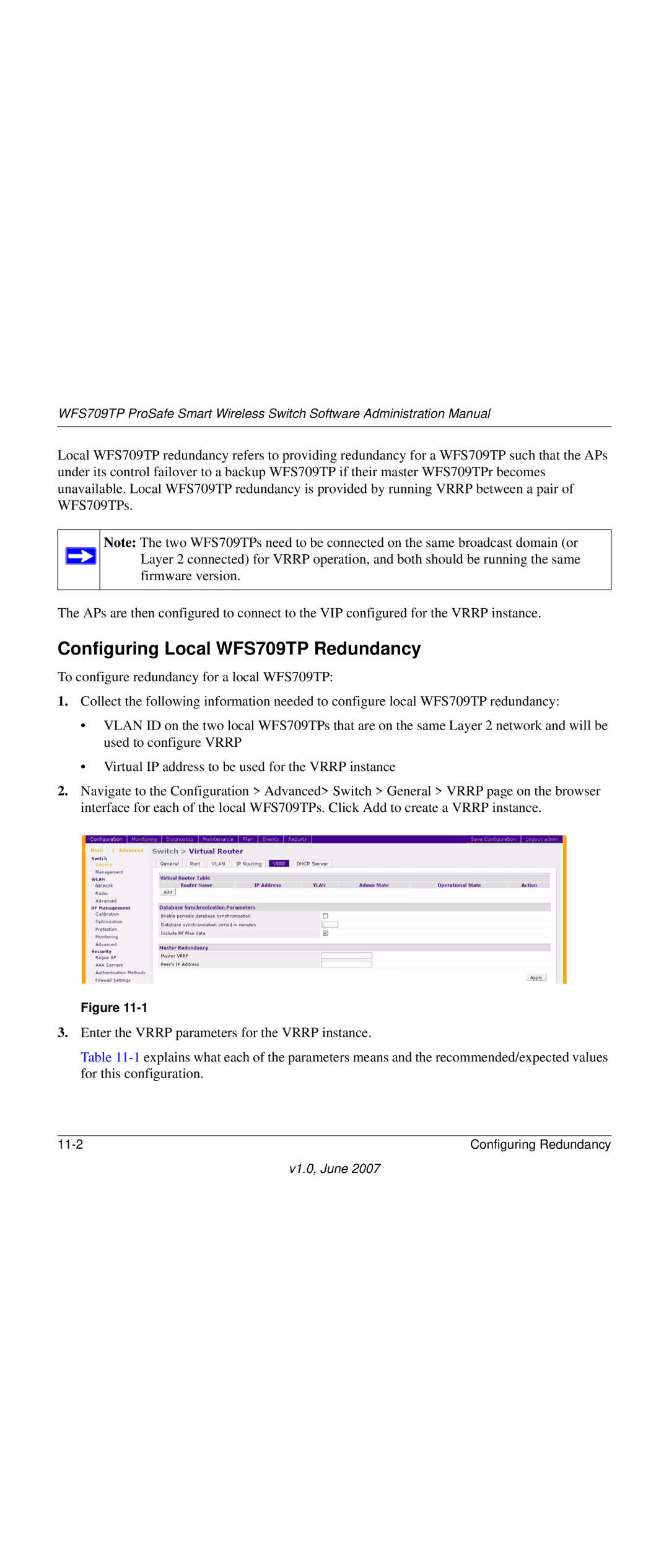 NETGEAR WFS709TP-100NAS manual Configuring Local WFS709TP Redundancy 