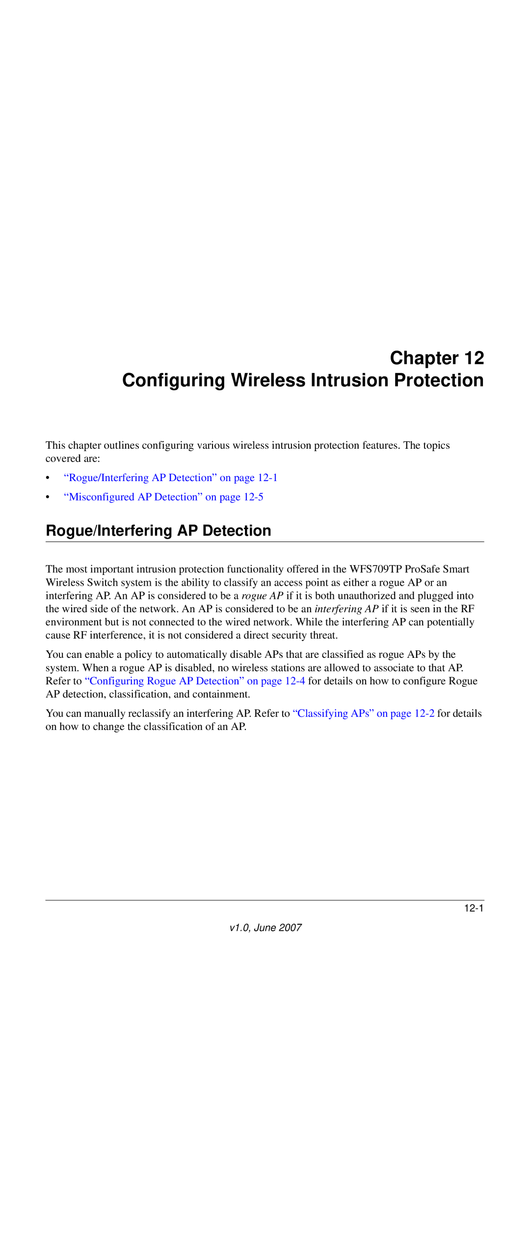 NETGEAR WFS709TP-100NAS manual Configuring Wireless Intrusion Protection, Rogue/Interfering AP Detection 