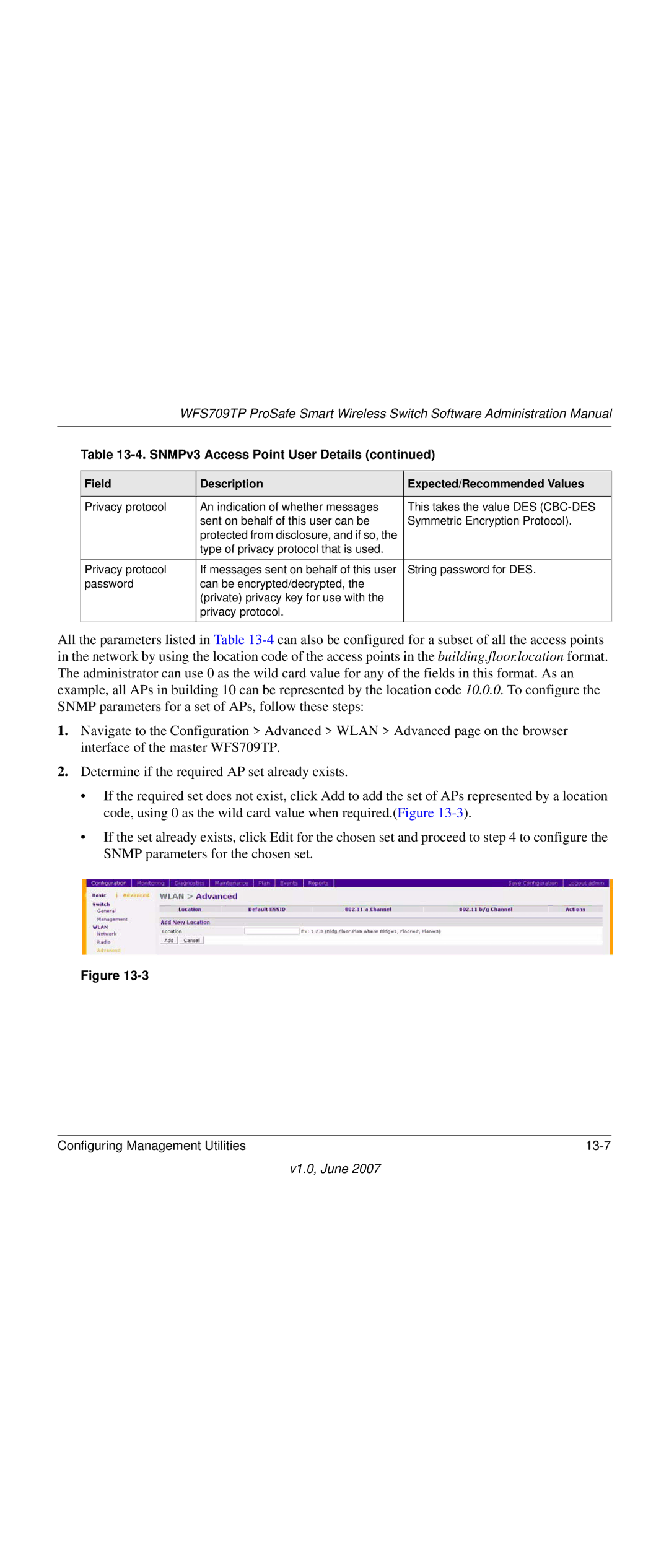 NETGEAR WFS709TP-100NAS manual Configuring Management Utilities 13-7 