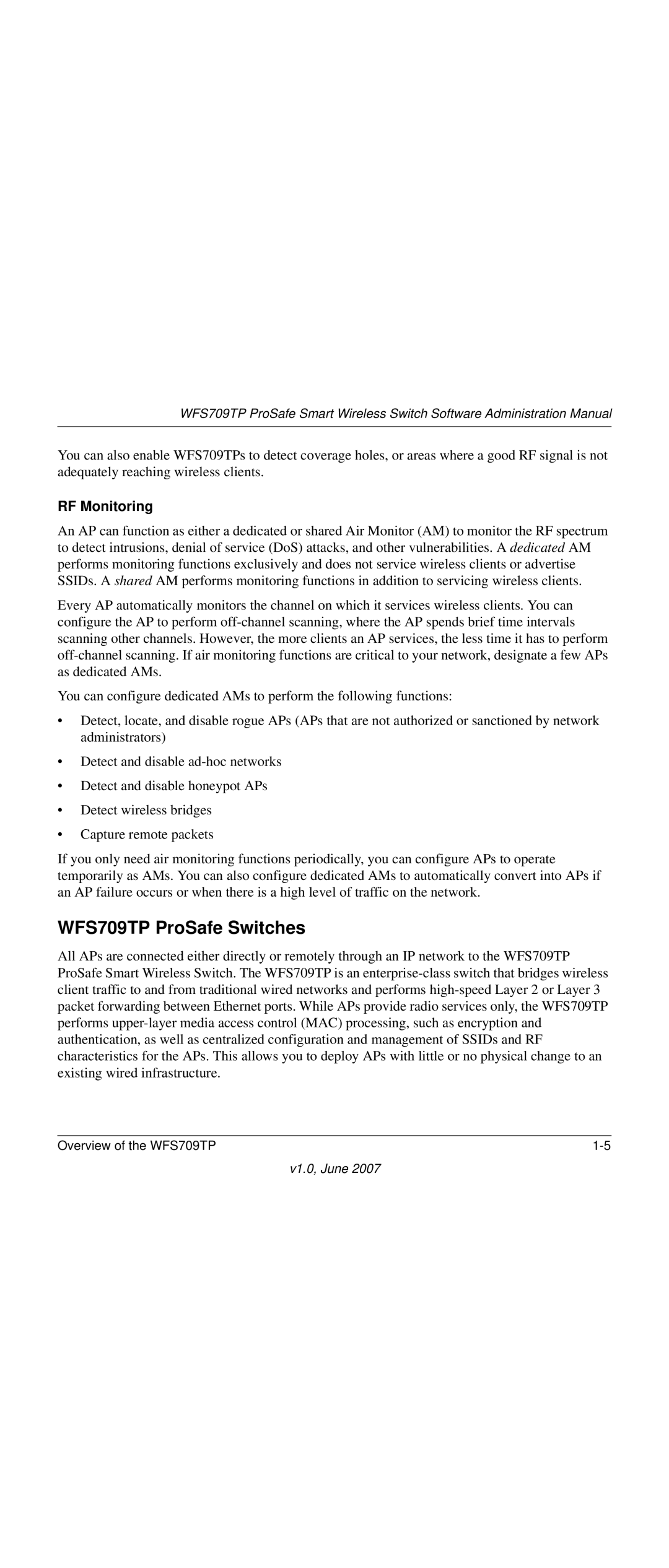 NETGEAR WFS709TP-100NAS manual WFS709TP ProSafe Switches, RF Monitoring 