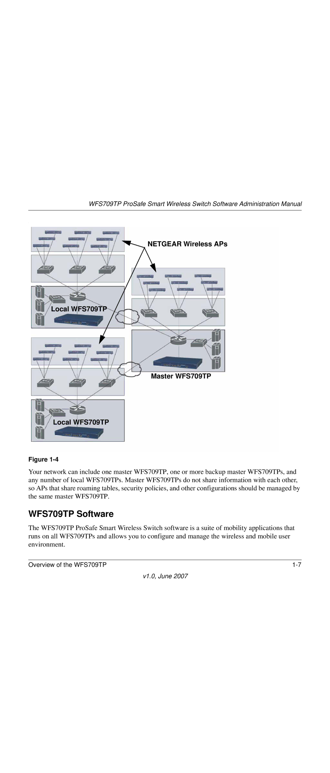 NETGEAR WFS709TP-100NAS manual WFS709TP Software, Netgear Wireless APs Local WFS709TP Master WFS709TP 