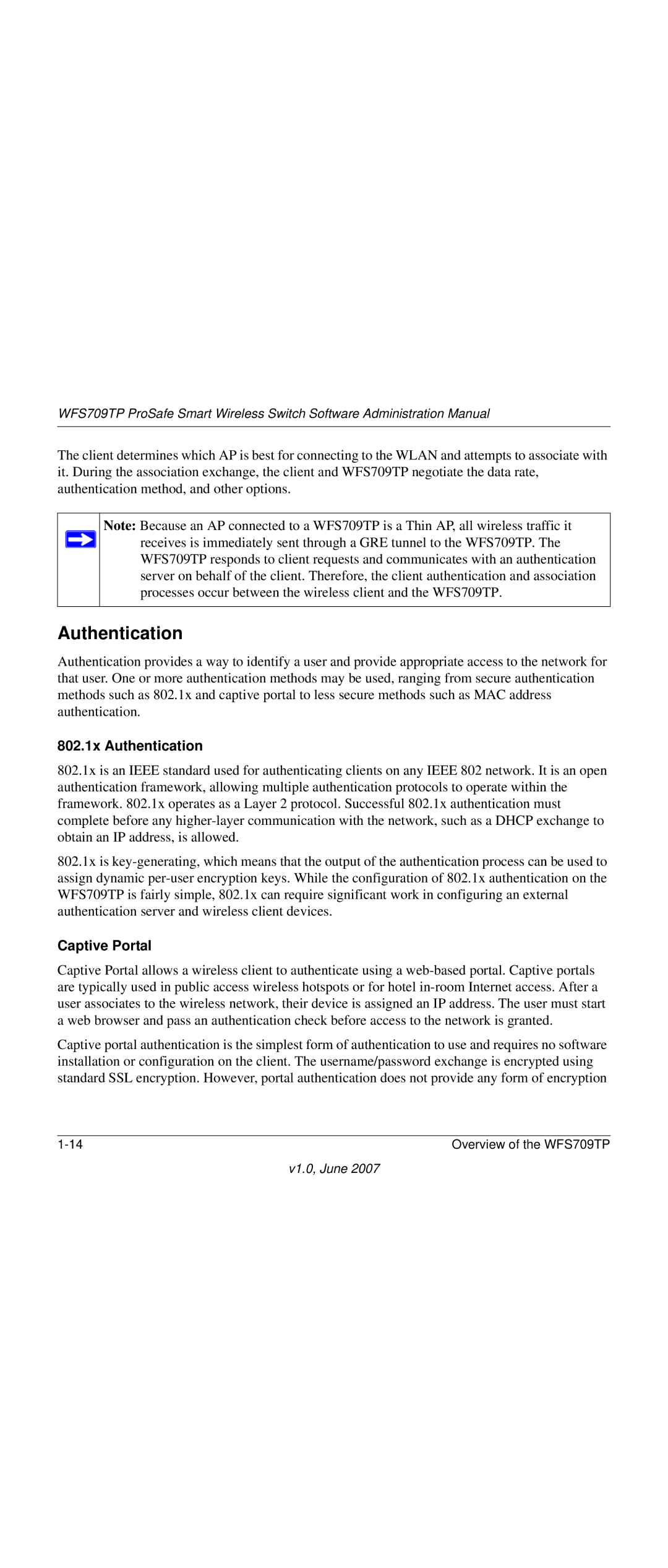 NETGEAR WFS709TP-100NAS manual 802.1x Authentication, Captive Portal 