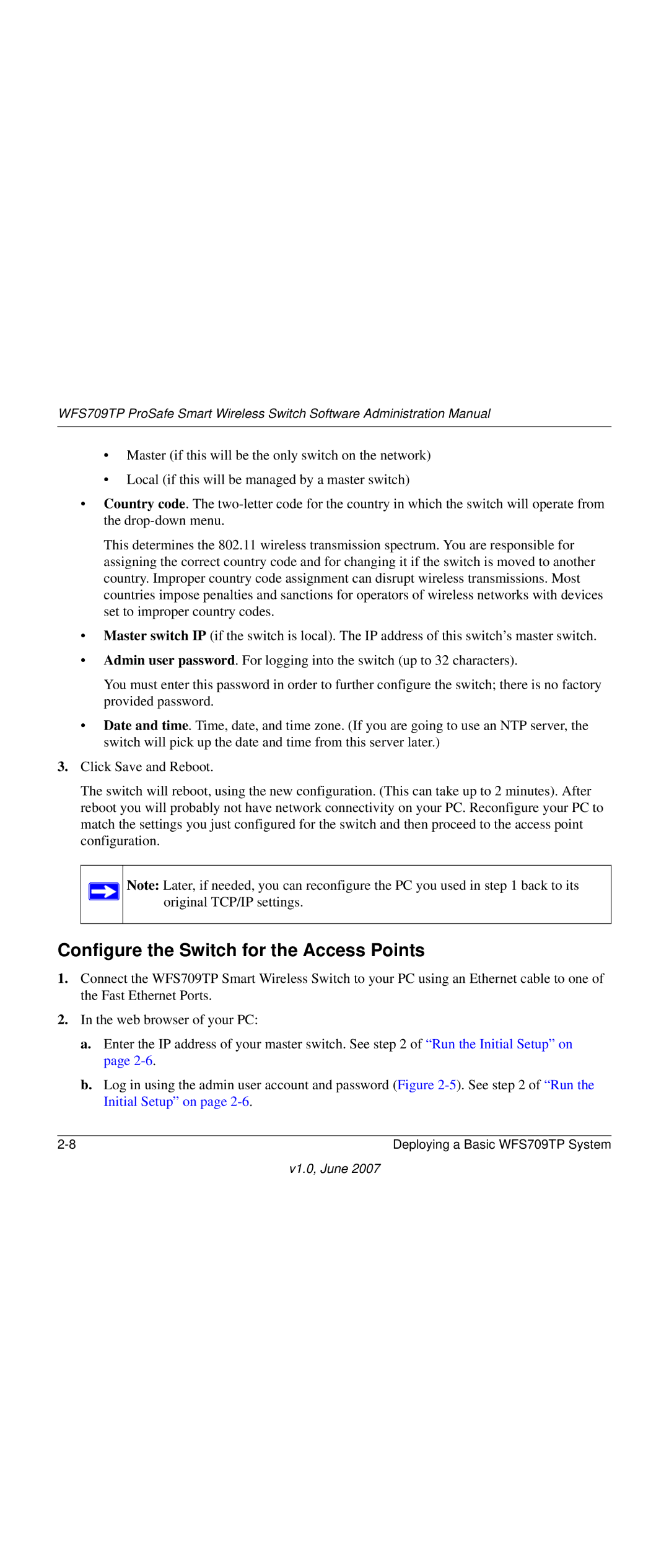 NETGEAR WFS709TP-100NAS manual Configure the Switch for the Access Points 