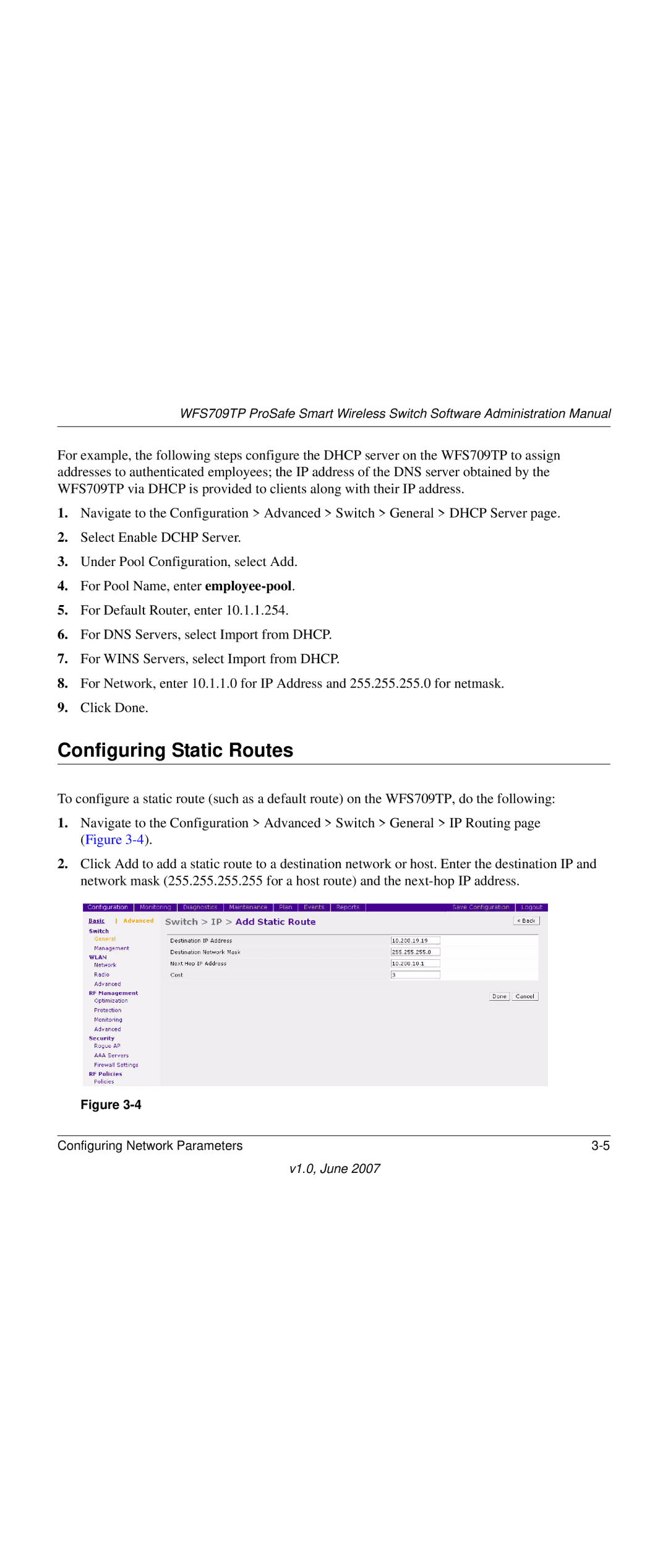 NETGEAR WFS709TP-100NAS manual Configuring Static Routes 