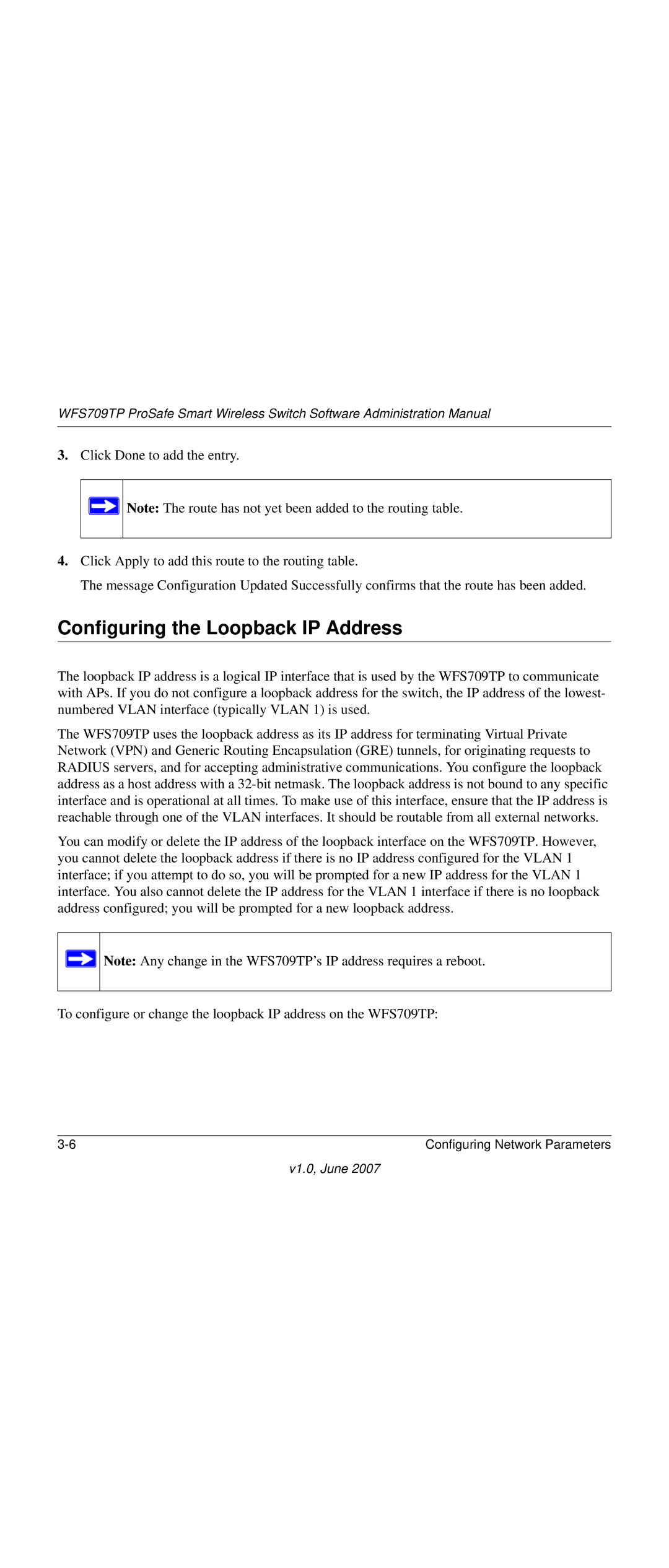 NETGEAR WFS709TP-100NAS manual Configuring the Loopback IP Address 