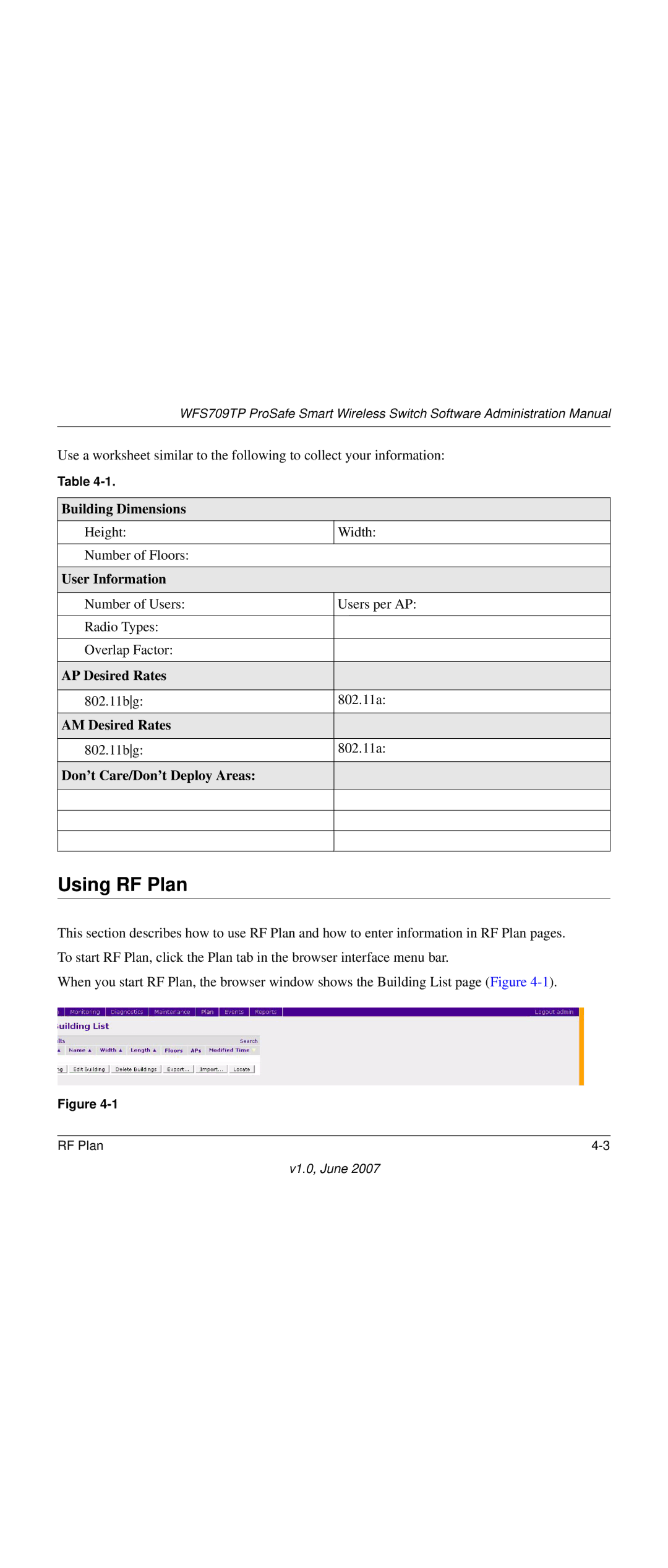 NETGEAR WFS709TP-100NAS manual Using RF Plan 