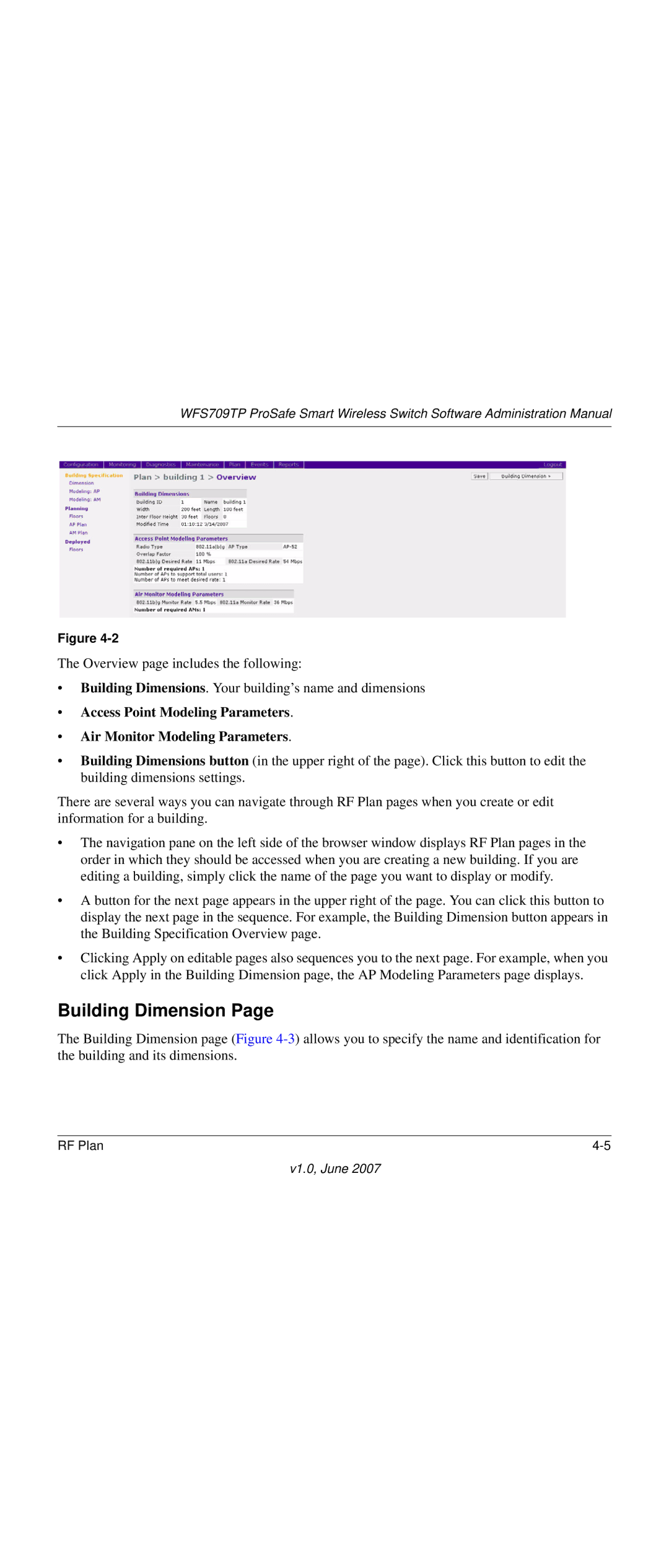 NETGEAR WFS709TP-100NAS manual Building Dimension 