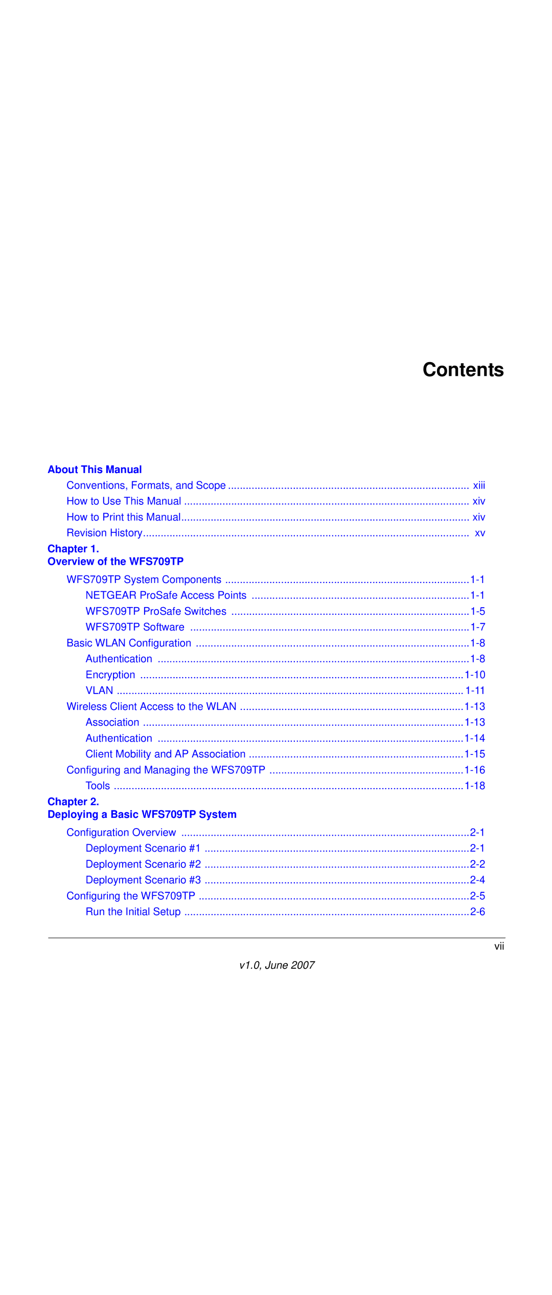 NETGEAR WFS709TP-100NAS manual Contents 